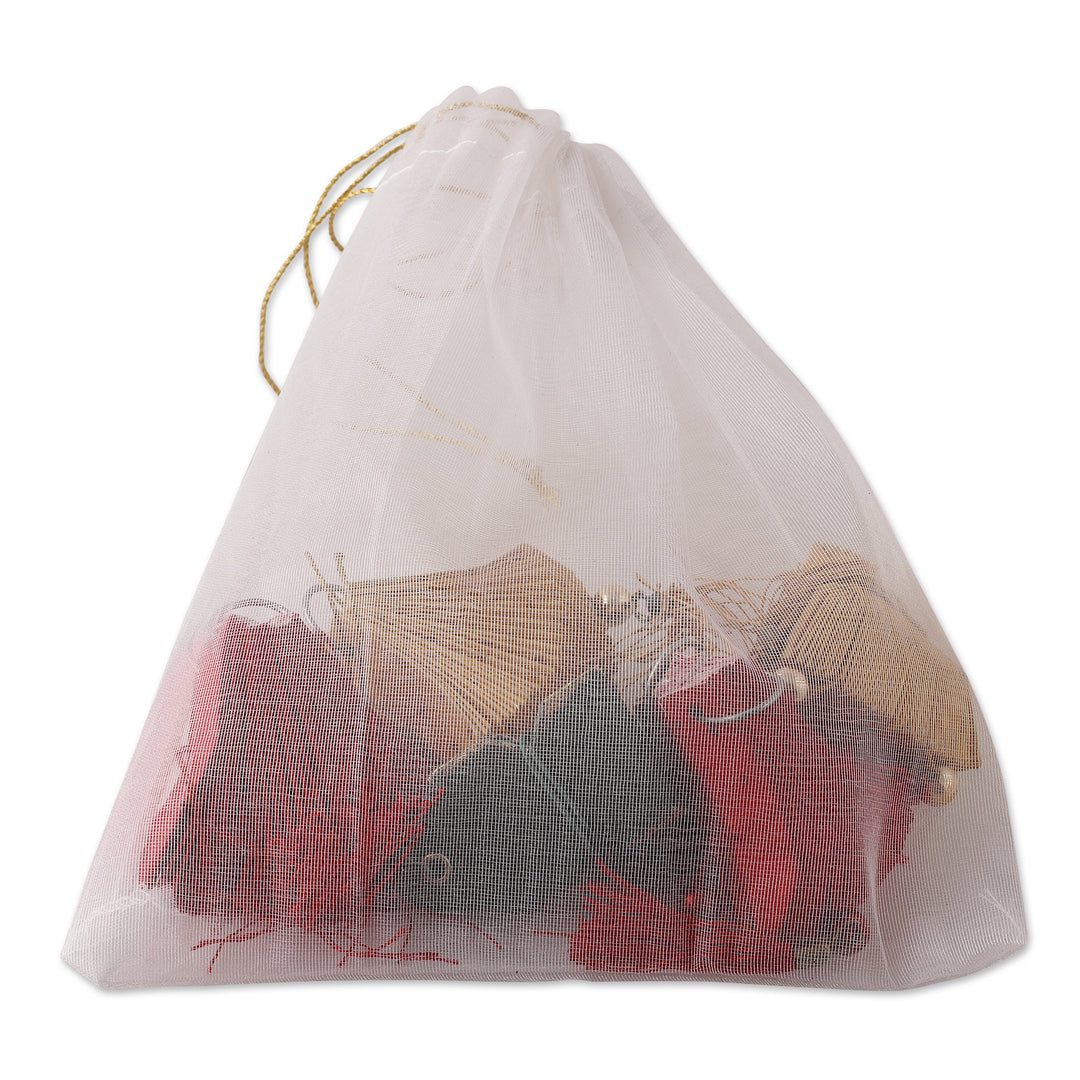 Set of 6 Classic Christmas-Themed Floral Paper Ornaments - Blooms of Christmas