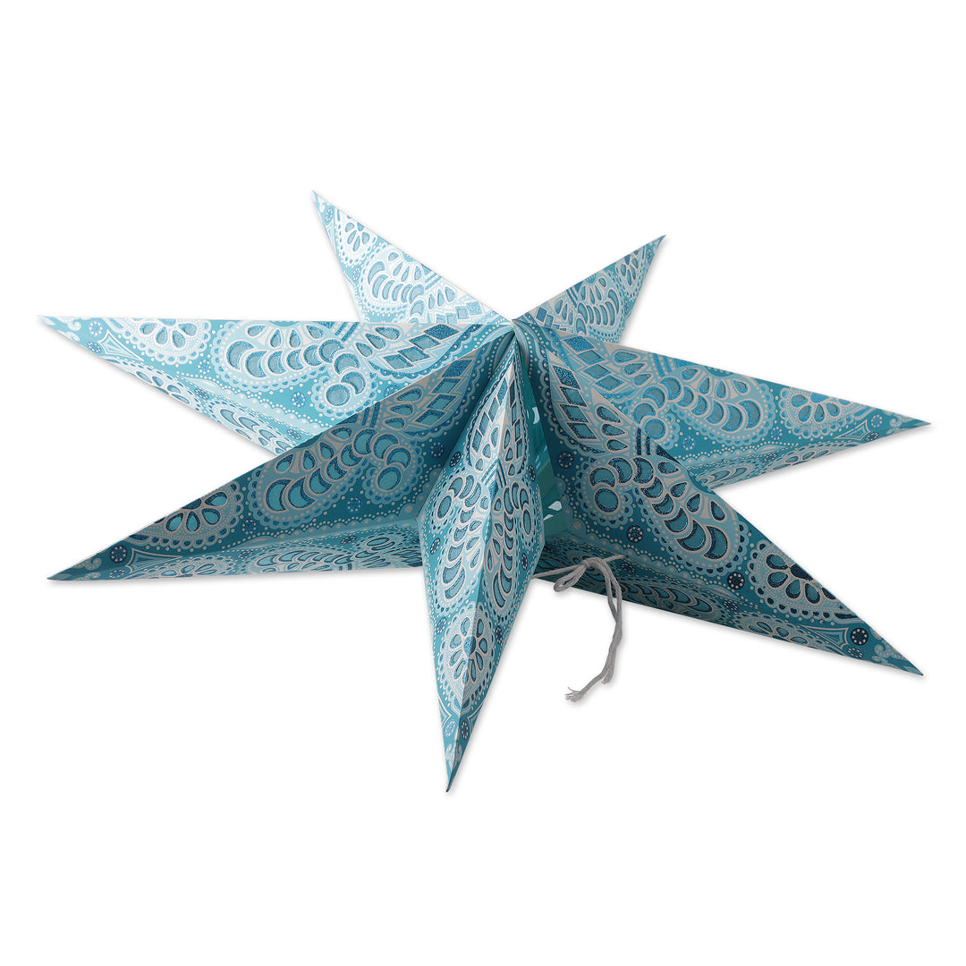 Set of 2 Handcrafted Blue and Green Paper Star Wall Accents - Earth & Heaven Wish