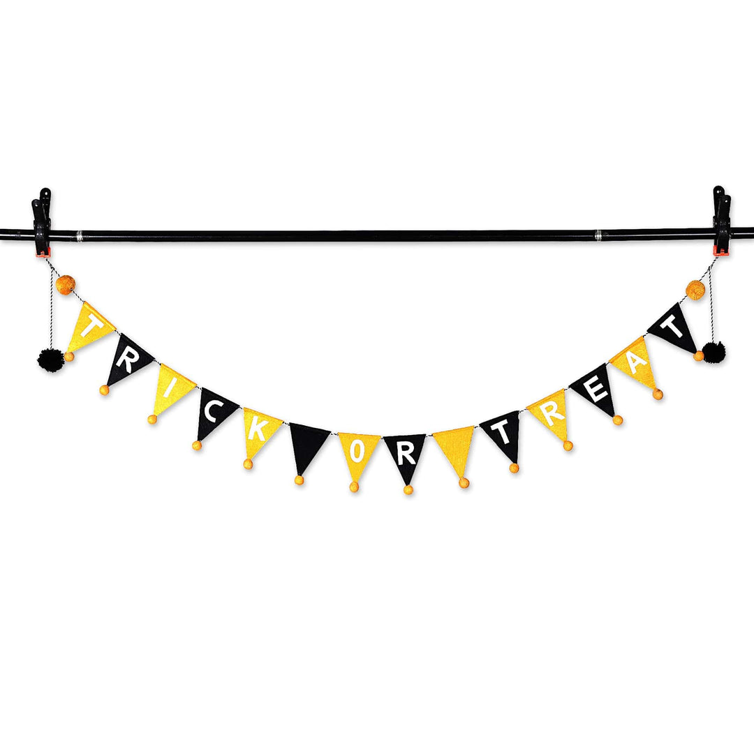 Halloween-Themed Black and Yellow Wool Felt Garland - Trick or Treat Party