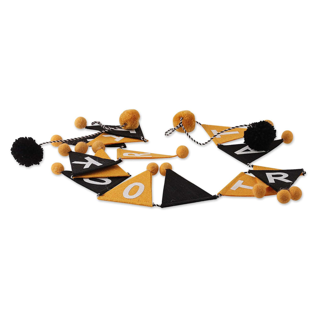 Halloween-Themed Black and Yellow Wool Felt Garland - Trick or Treat Party