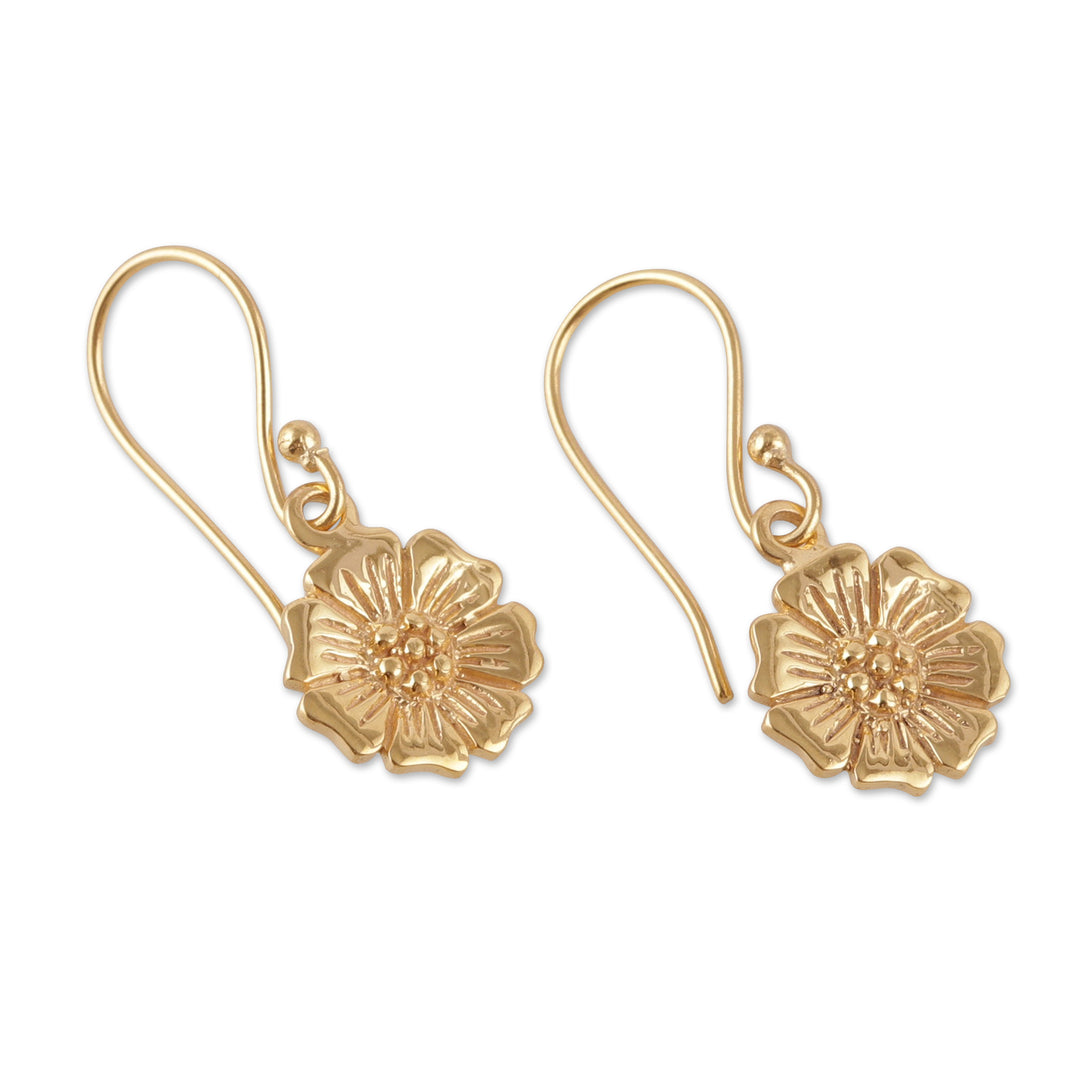 Spring-Themed Floral Brass Dangle Earrings from India - Floral Elation
