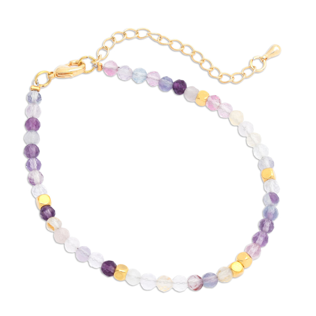 18k Gold-Accented Brass and Fluorite Beaded Bracelet - Enchanted Gold