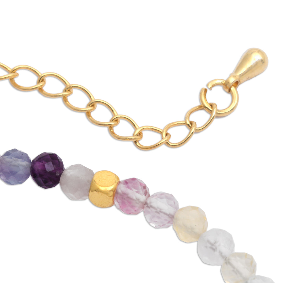 18k Gold-Accented Brass and Fluorite Beaded Bracelet - Enchanted Gold