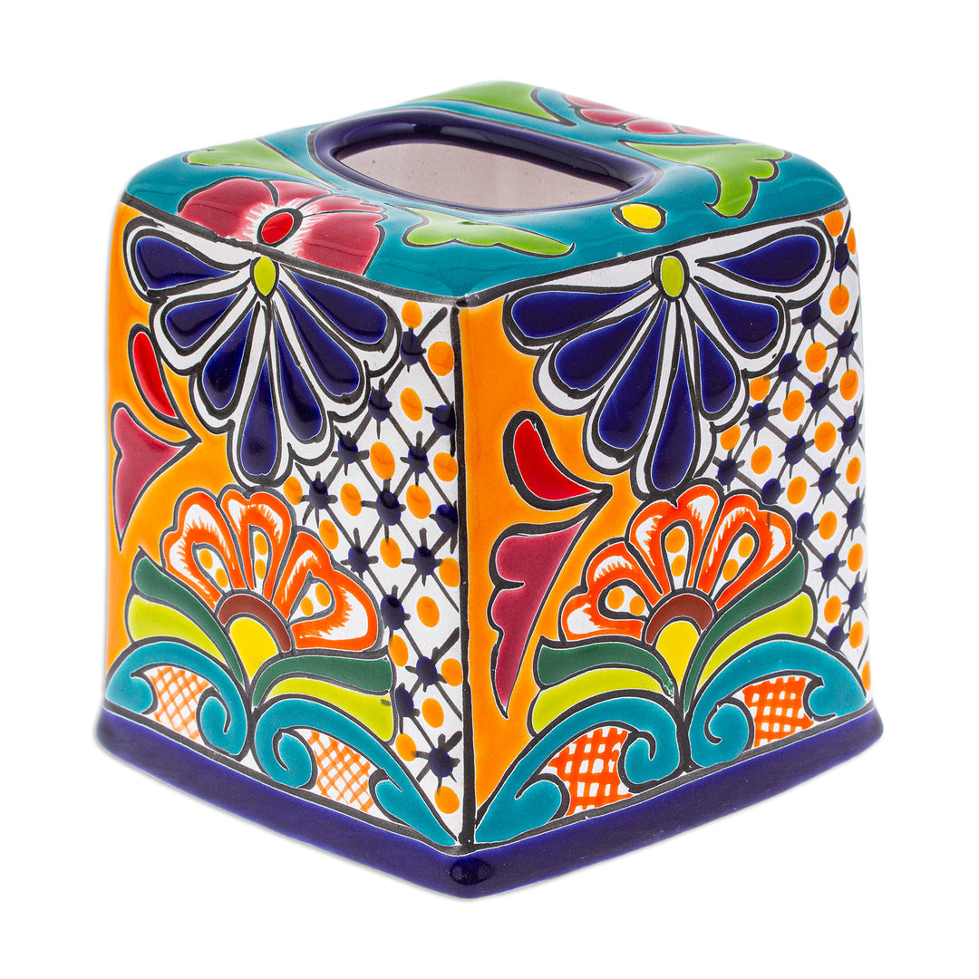 Handcrafted Talavera Hacienda Ceramic Tissue Box Cover - Classic Convenience