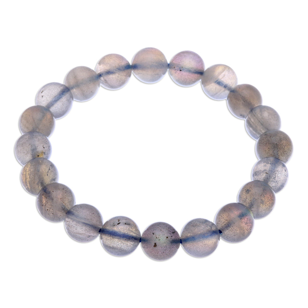 Handcrafted Thai Labradorite Beaded Stretch Bracelet - Perfect Mist