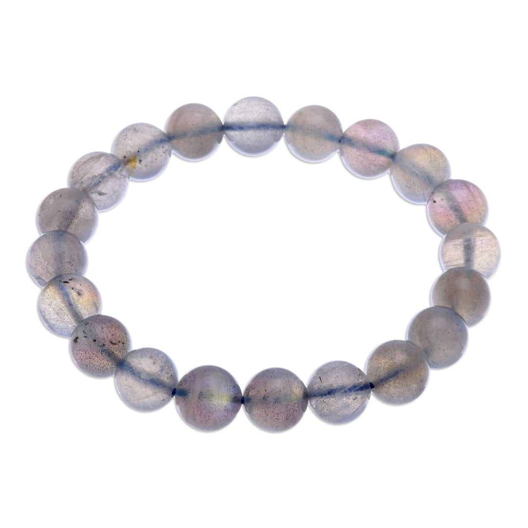 Handcrafted Thai Labradorite Beaded Stretch Bracelet - Perfect Mist