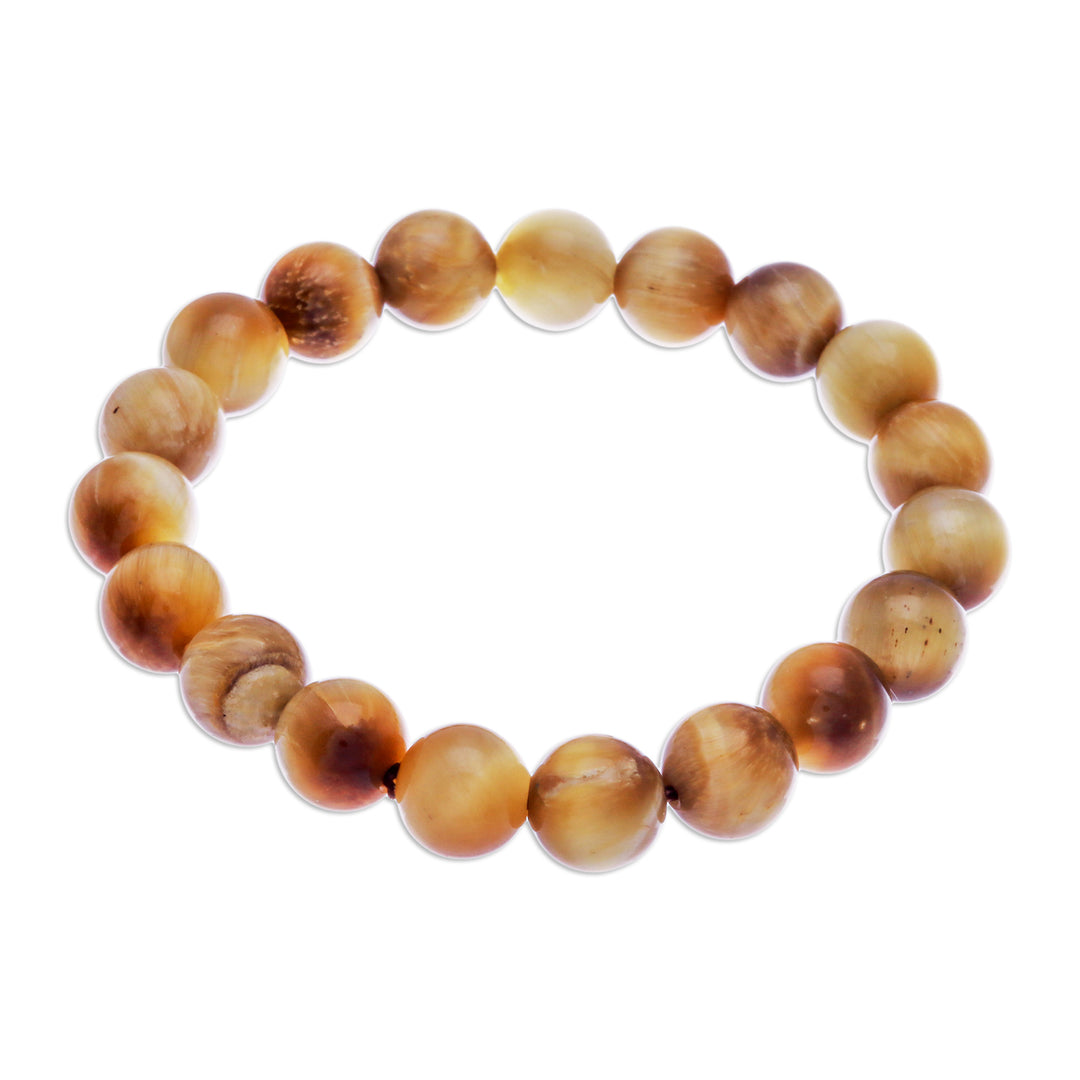 Handcrafted Thai Tiger's Eye Beaded Stretch Bracelet - Radiant Mist