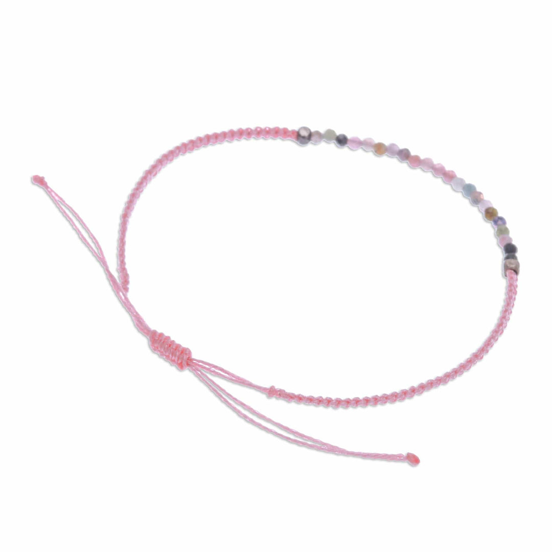 Adjustable Tourmaline Beaded Macrame Pendant Bracelet - Colorful Delicacy