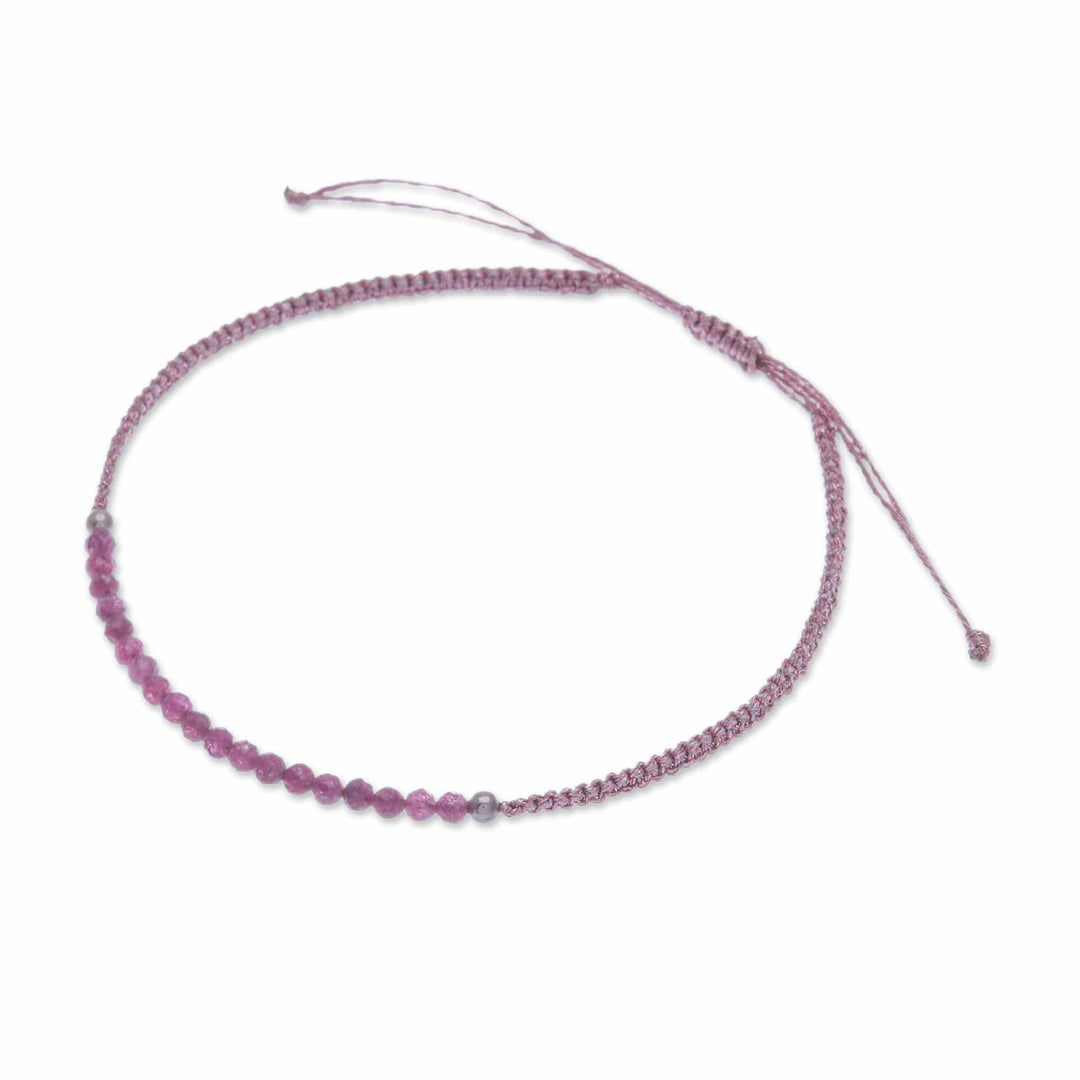 Adjustable Sillimanite Beaded Macrame Pendant Bracelet - Precious Delicacy