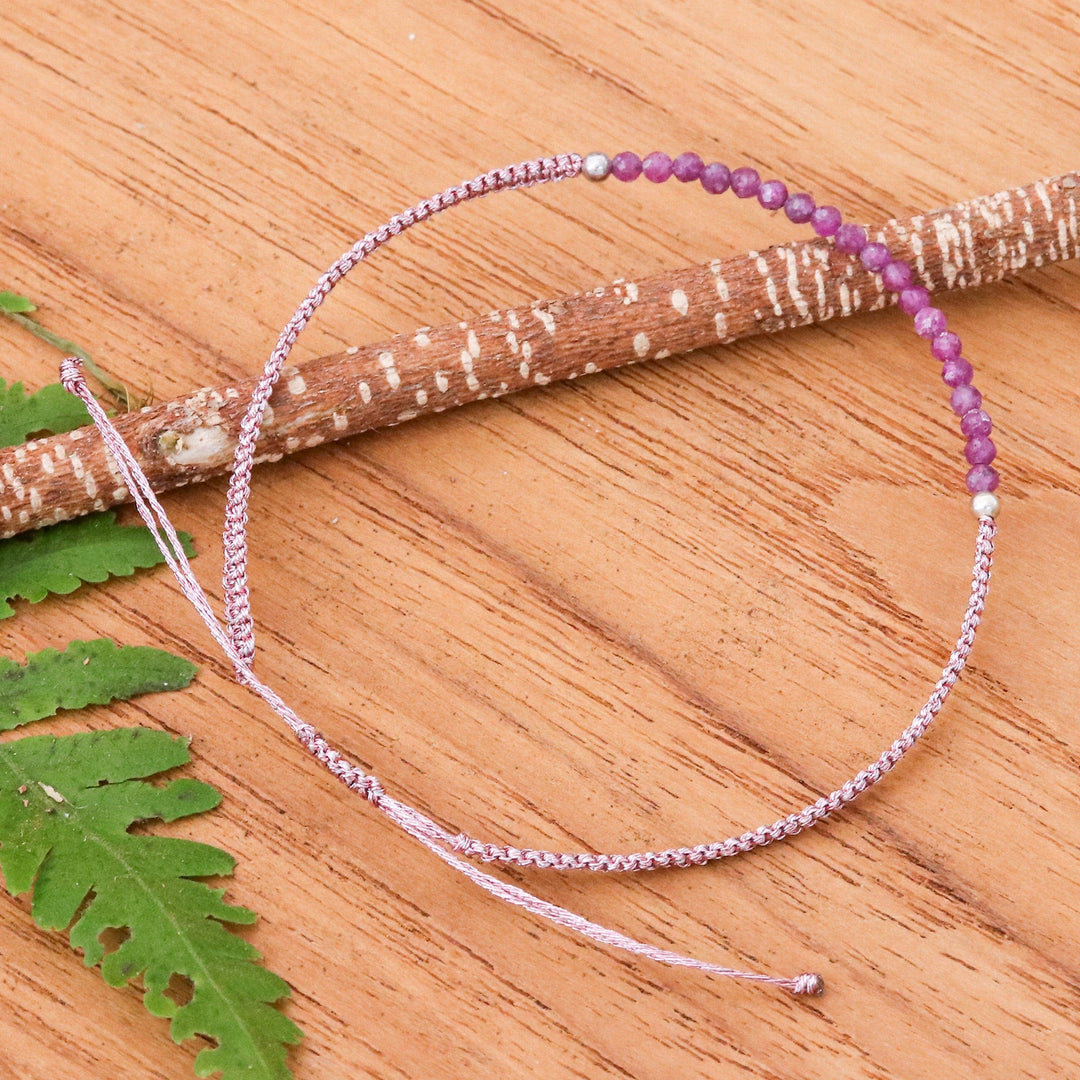 Adjustable Sillimanite Beaded Macrame Pendant Bracelet - Precious Delicacy