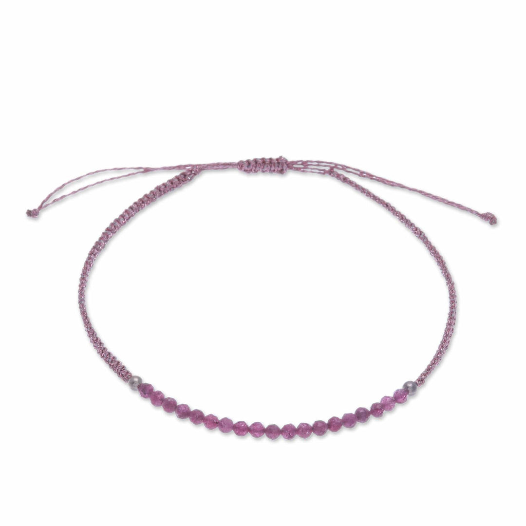 Adjustable Sillimanite Beaded Macrame Pendant Bracelet - Precious Delicacy