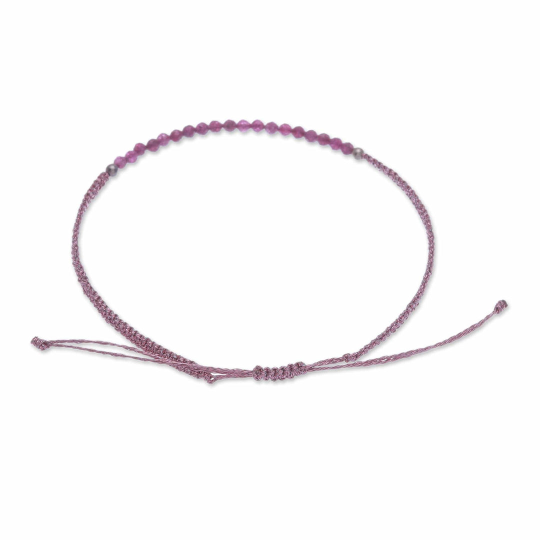 Adjustable Sillimanite Beaded Macrame Pendant Bracelet - Precious Delicacy