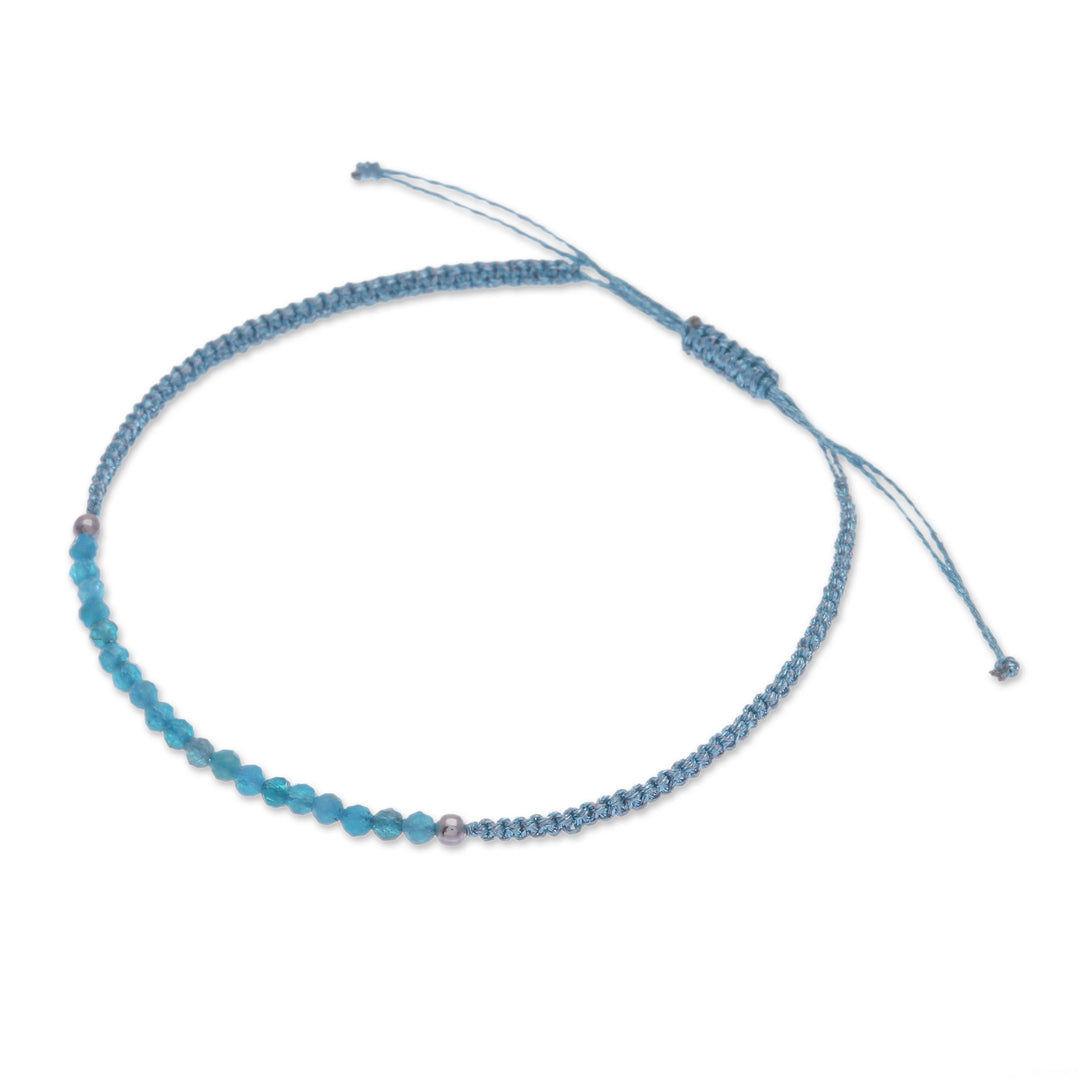 Adjustable Apatite Beaded Macrame Pendant Bracelet - Sea Delicacy