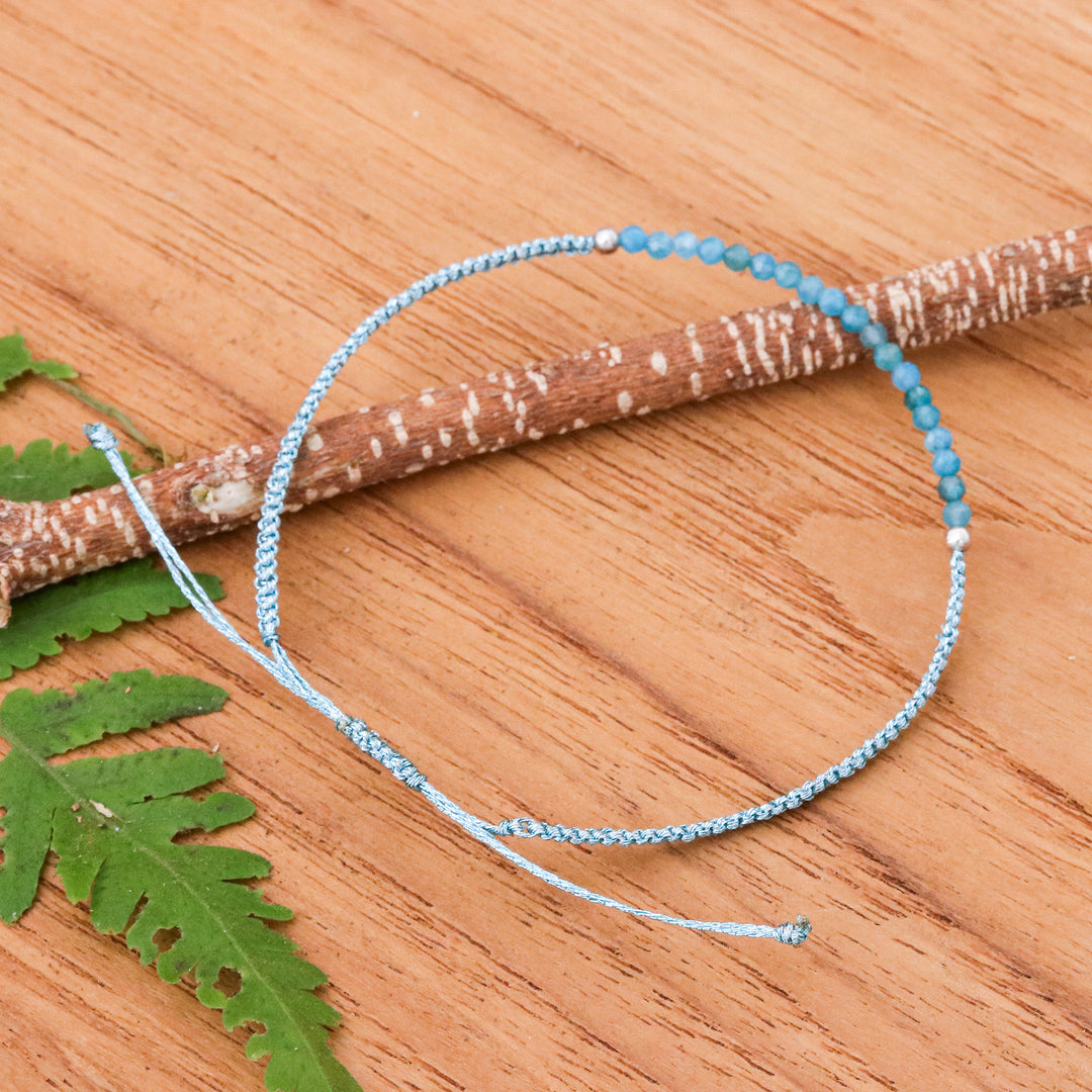Adjustable Apatite Beaded Macrame Pendant Bracelet - Sea Delicacy