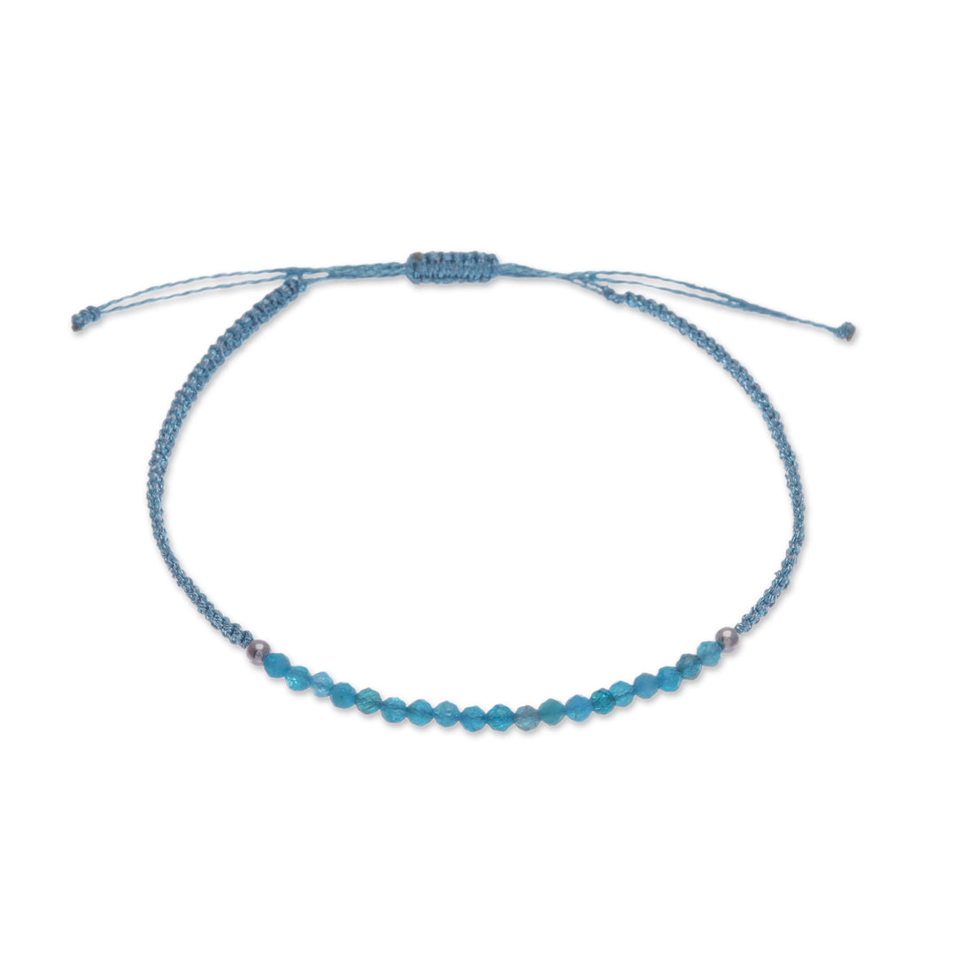 Adjustable Apatite Beaded Macrame Pendant Bracelet - Sea Delicacy