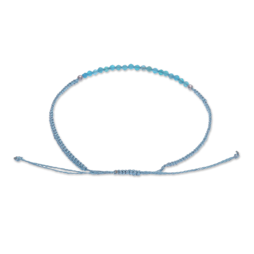 Adjustable Apatite Beaded Macrame Pendant Bracelet - Sea Delicacy