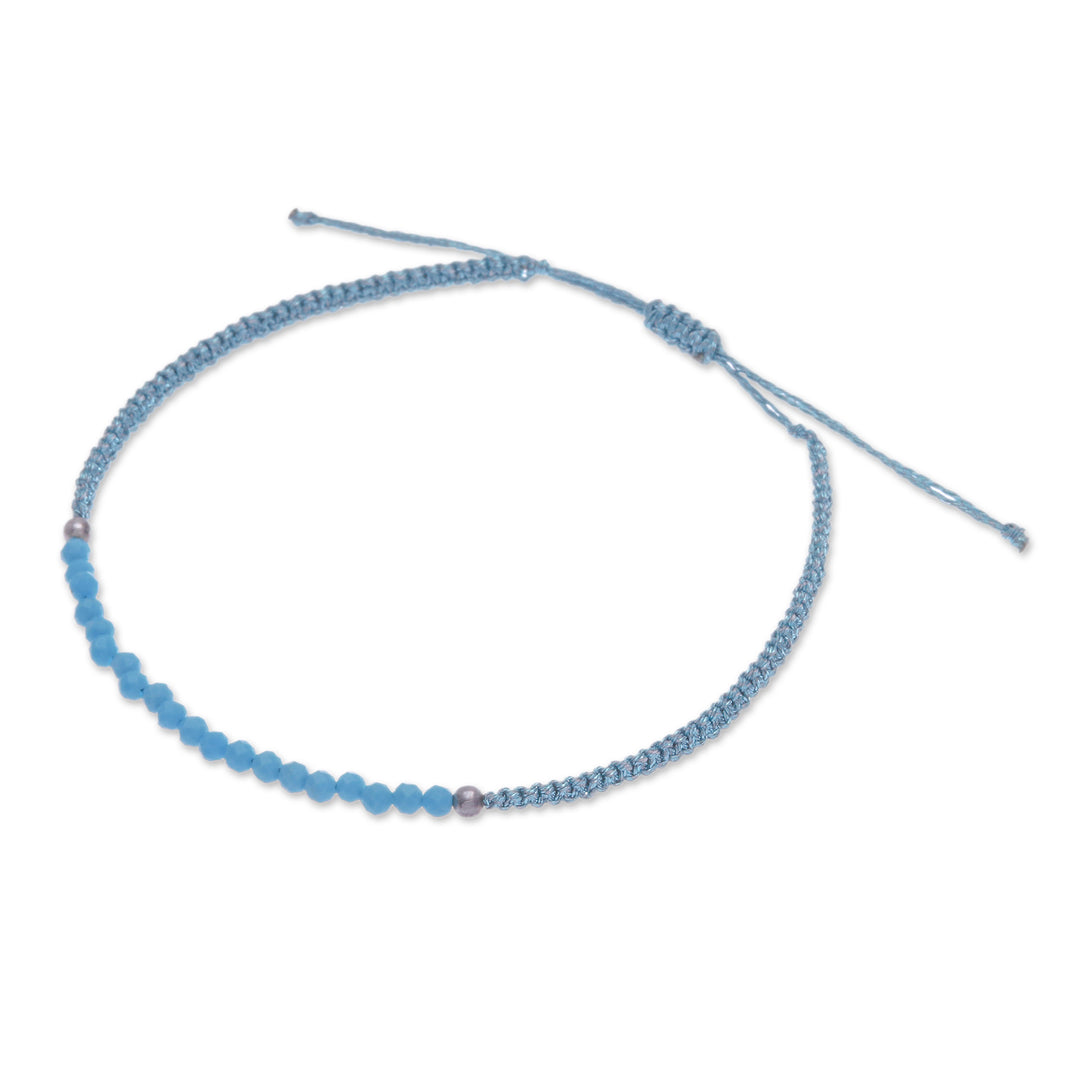 Reconstituted Turquoise Beaded Macrame Pendant Bracelet - Sky Delicacy