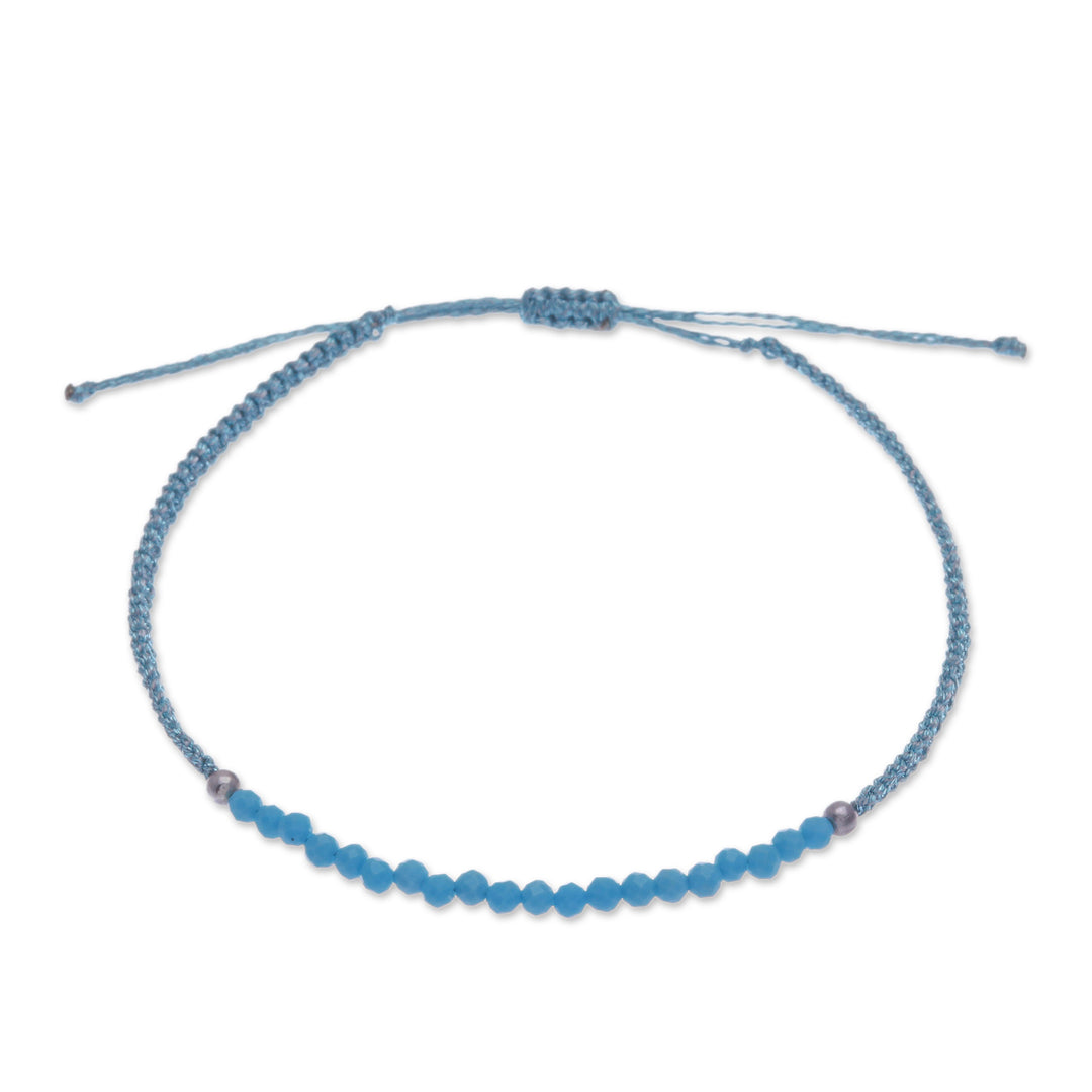 Reconstituted Turquoise Beaded Macrame Pendant Bracelet - Sky Delicacy