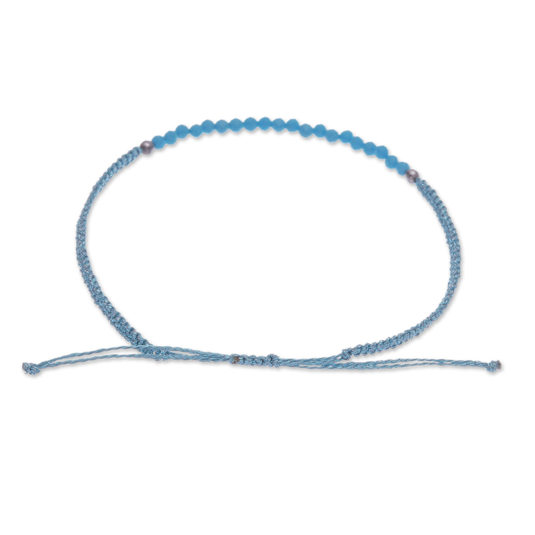 Reconstituted Turquoise Beaded Macrame Pendant Bracelet - Sky Delicacy