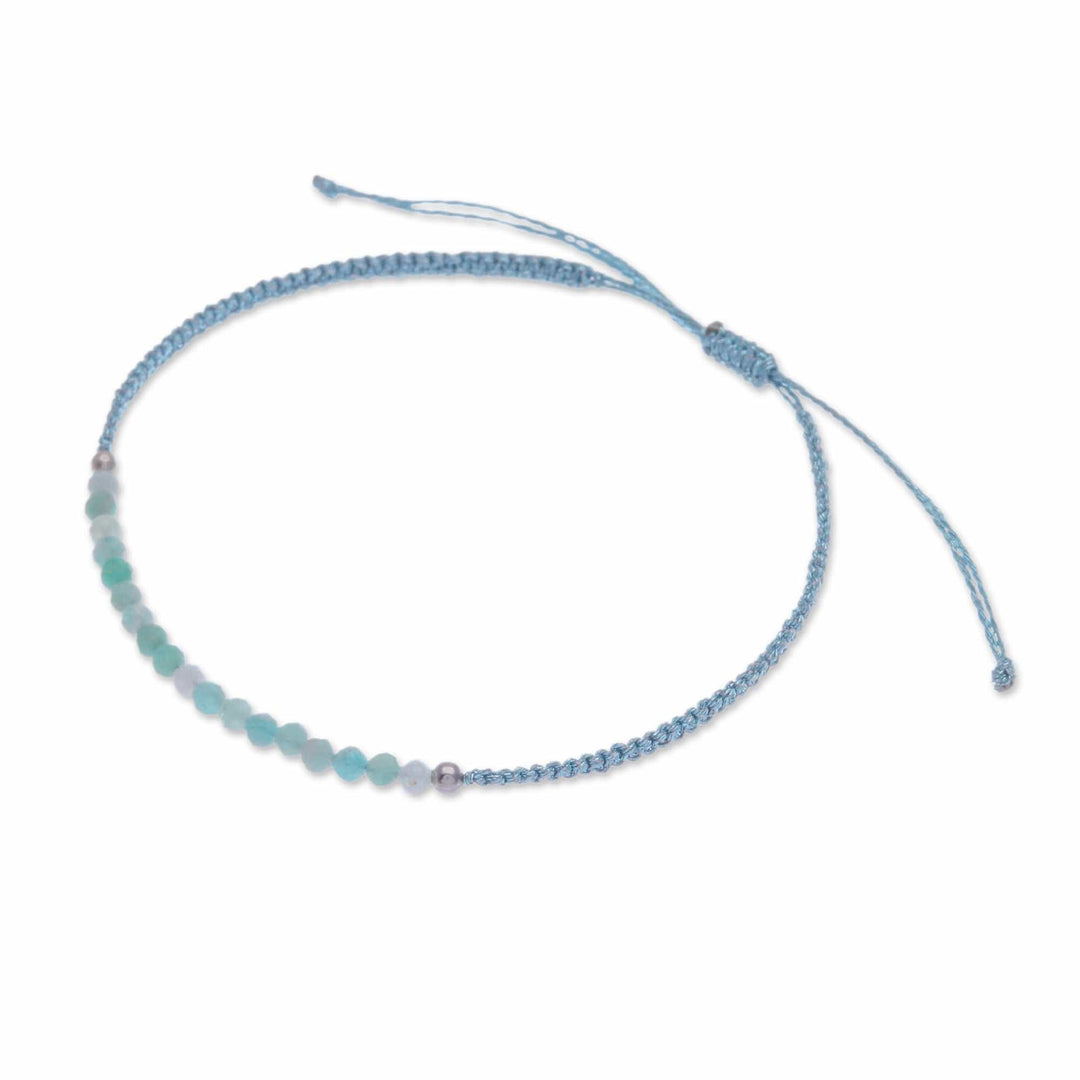 Adjustable Amazonite Beaded Macrame Pendant Bracelet - Cool Delicacy