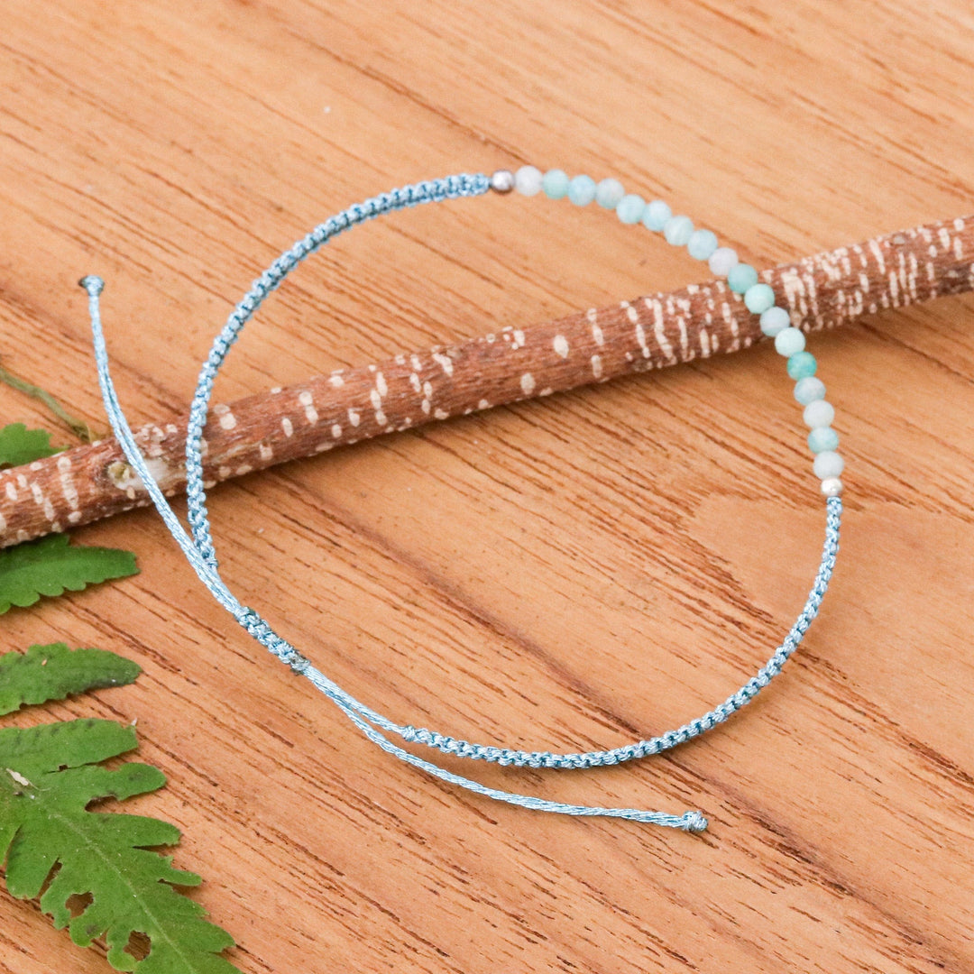 Adjustable Amazonite Beaded Macrame Pendant Bracelet - Cool Delicacy