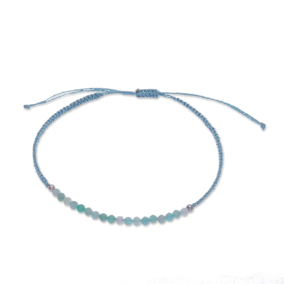Adjustable Amazonite Beaded Macrame Pendant Bracelet - Cool Delicacy