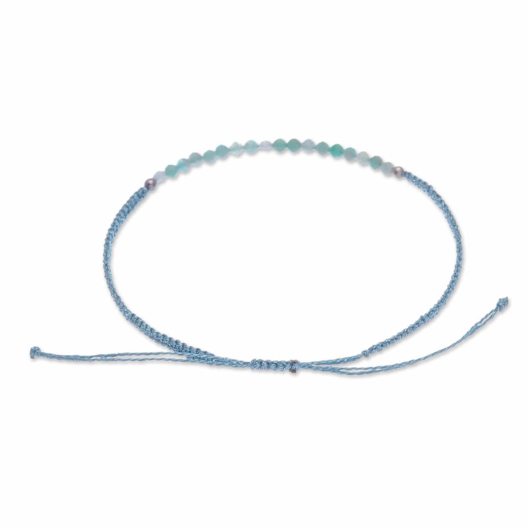 Adjustable Amazonite Beaded Macrame Pendant Bracelet - Cool Delicacy