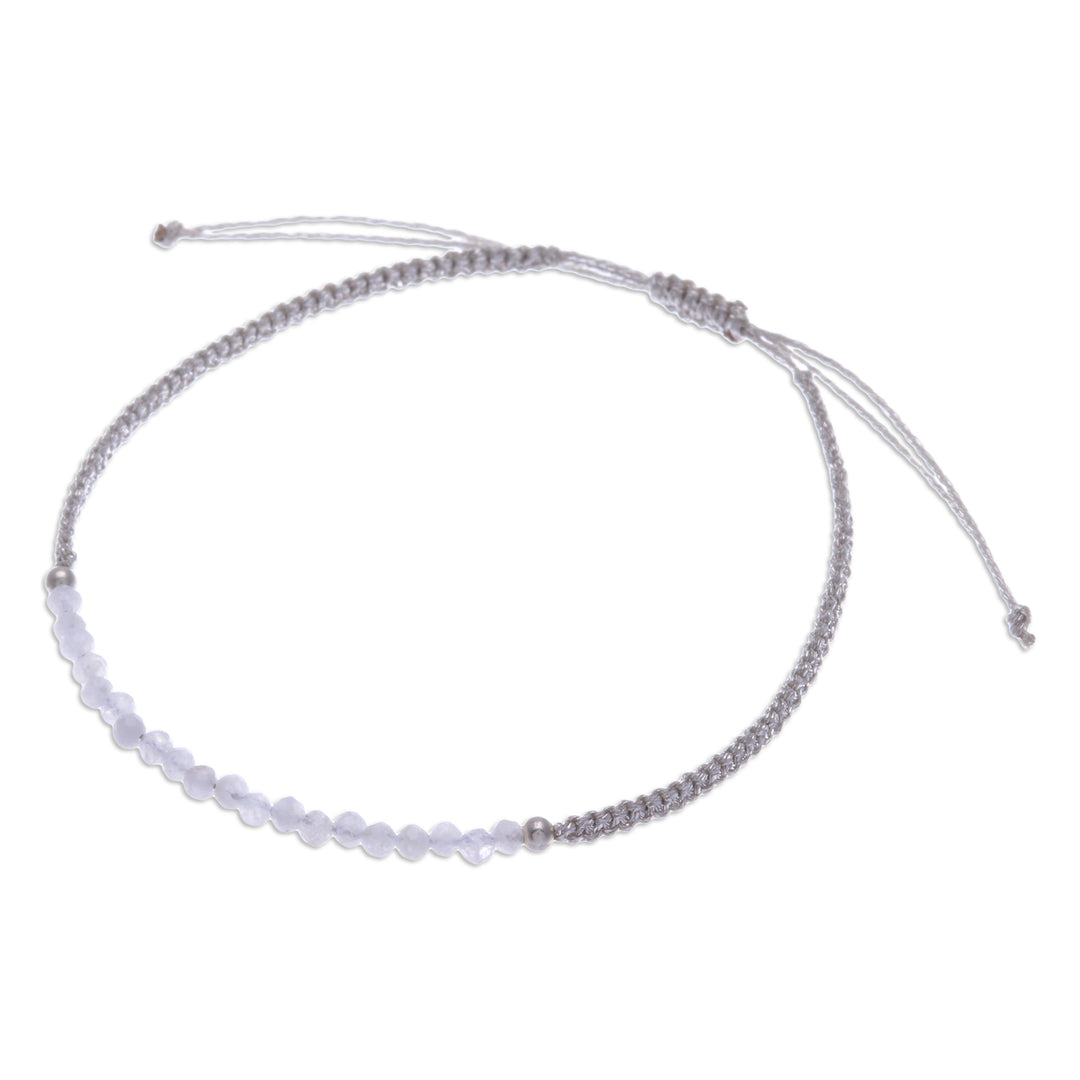 Adjustable Hematite Pendant Bracelet with Grey Macrame Cord - Luxurious Delicacy