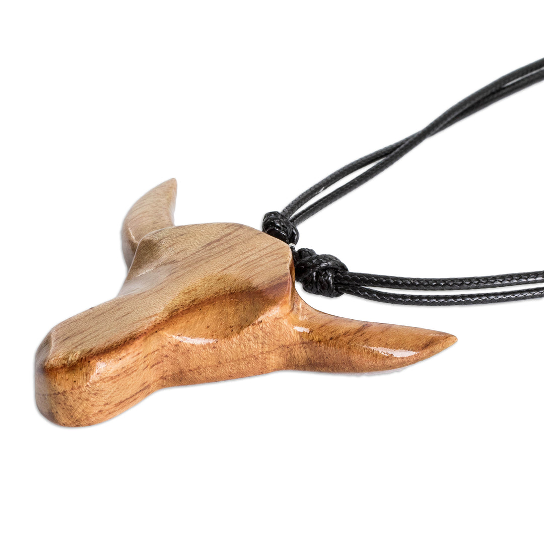 Men’s Reclaimed Wood Pendant Necklace with Bull Head Motif - Nocturnal Bull