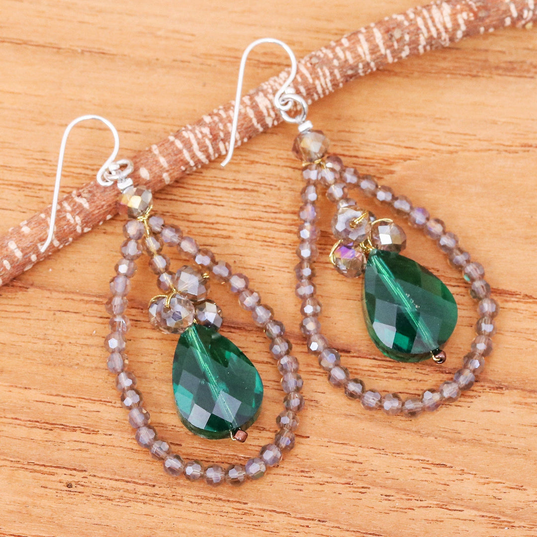 Fashionable Beaded Chandelier Earrings with Silver Hooks - Nightlife Glam