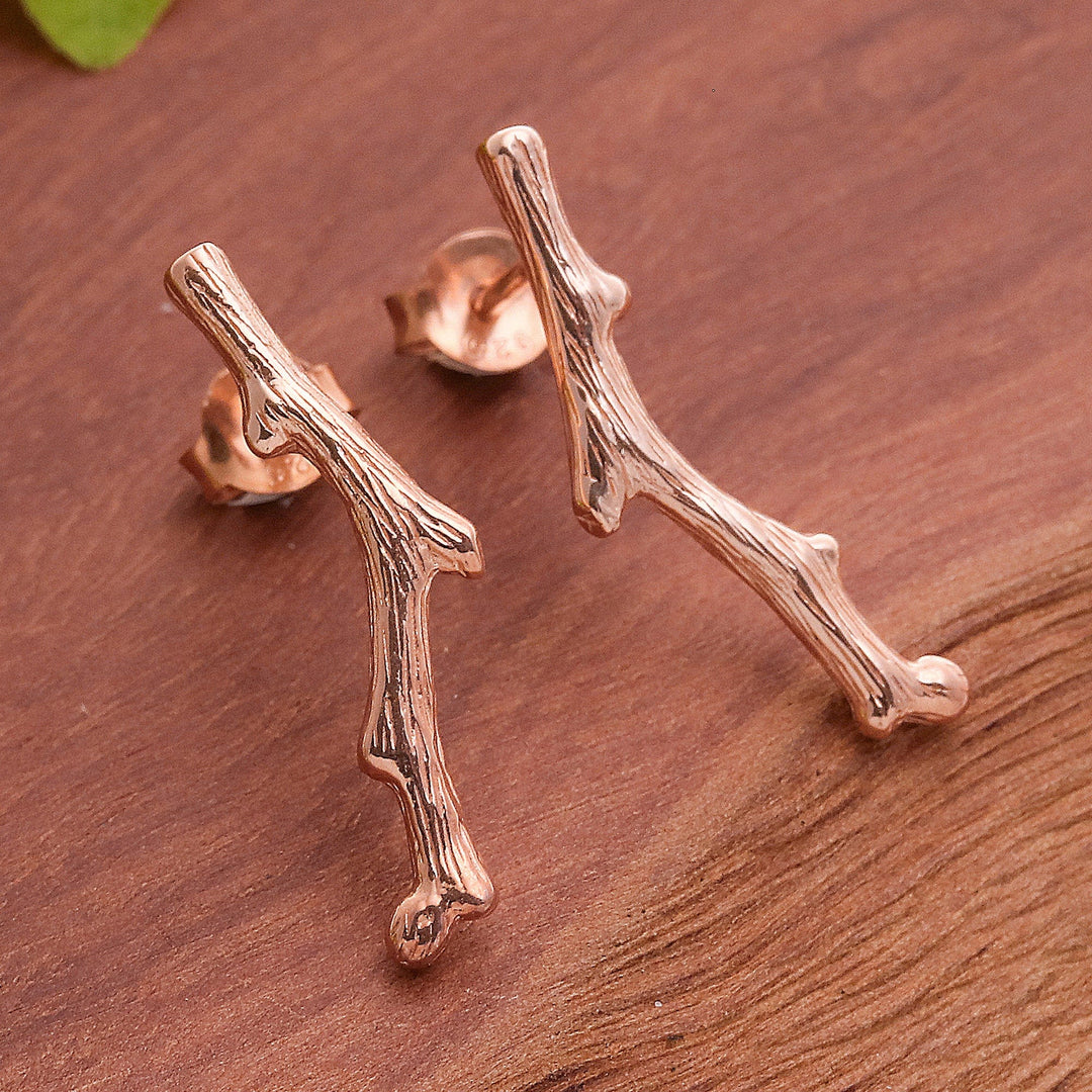 18k Rose Gold-Plated Timber Drop Earrings Made in Thailand - The Rose Timber