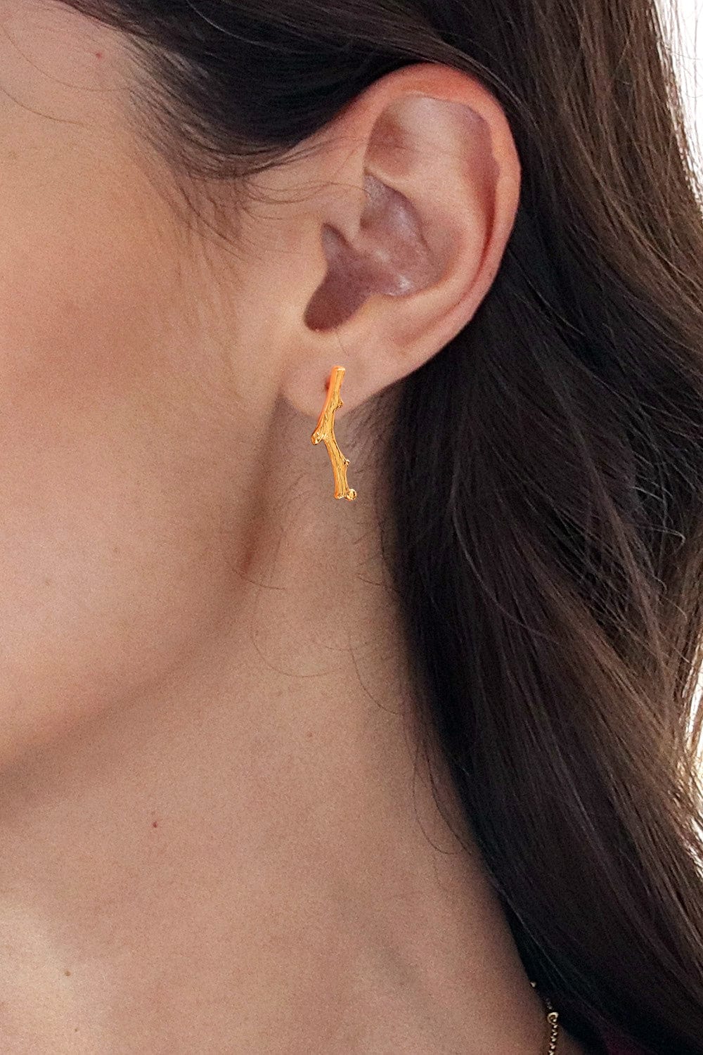 Artisan-Made Timber-Shaped 18k Gold-Plated Drop Earrings - The Golden Timber