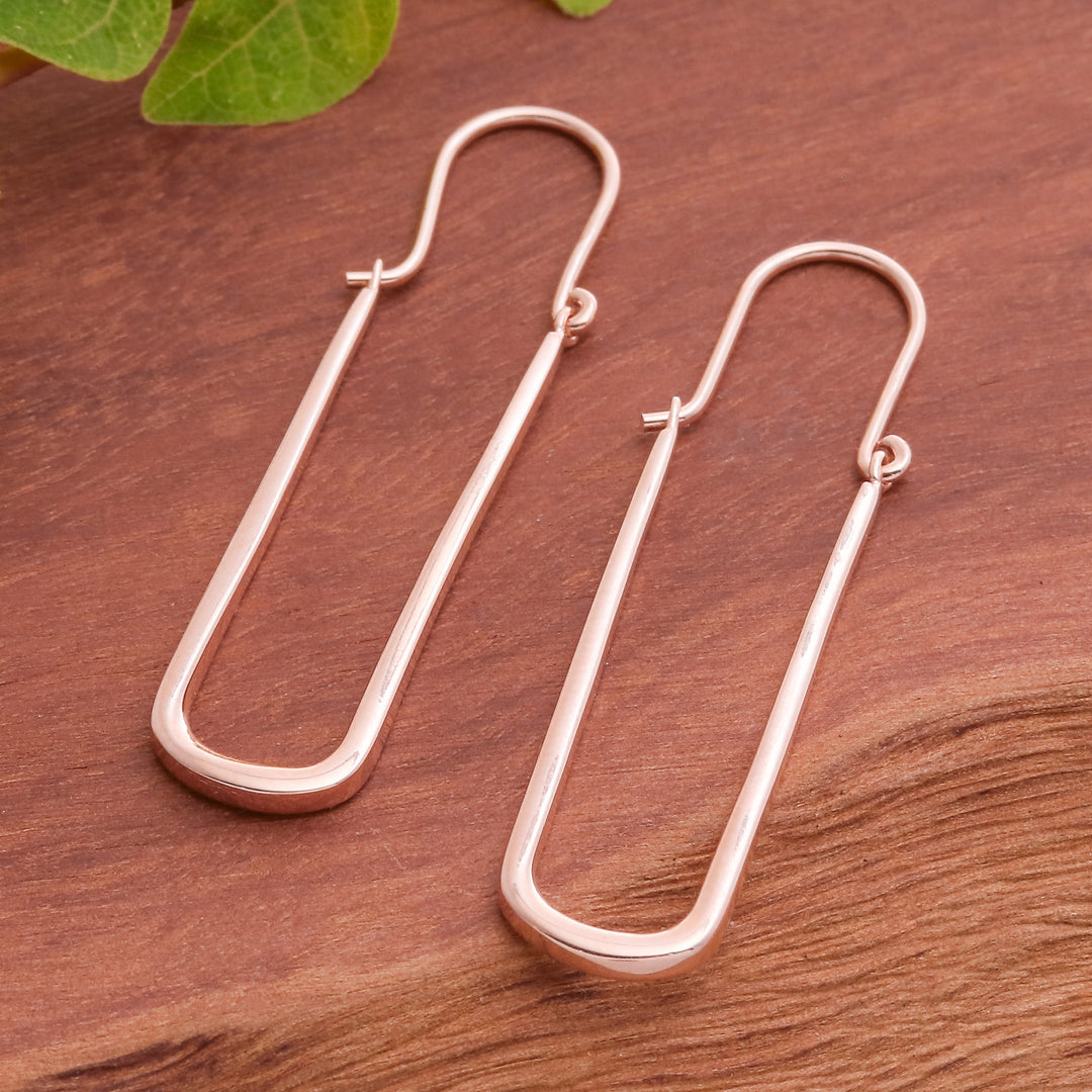 Polished Modern 18k Rose Gold-Plated Oblong Hoop Earrings - Grand Grace