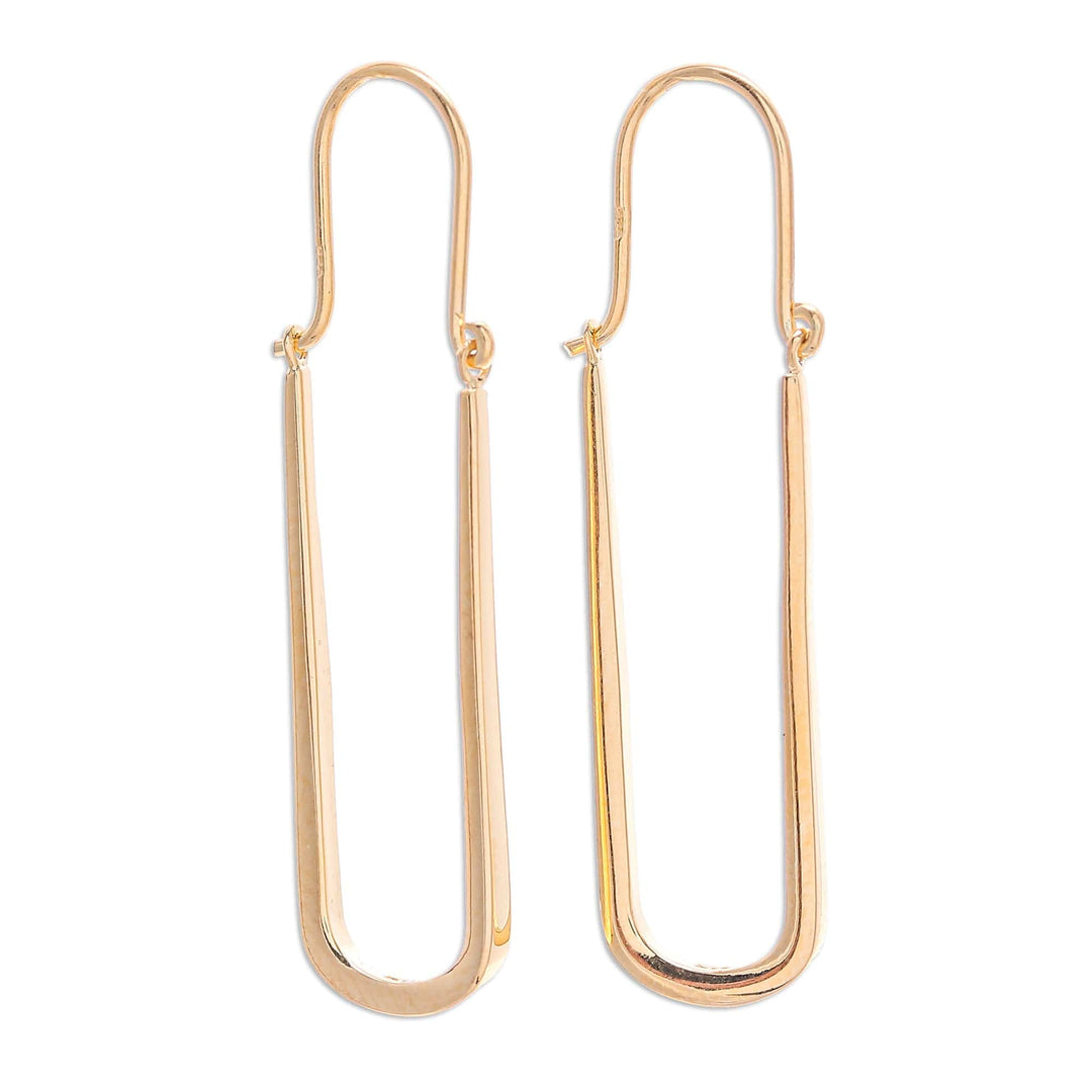 18k Gold-Plated Oblong Hoop Earrings in a High Polish Finish - Grand Glory