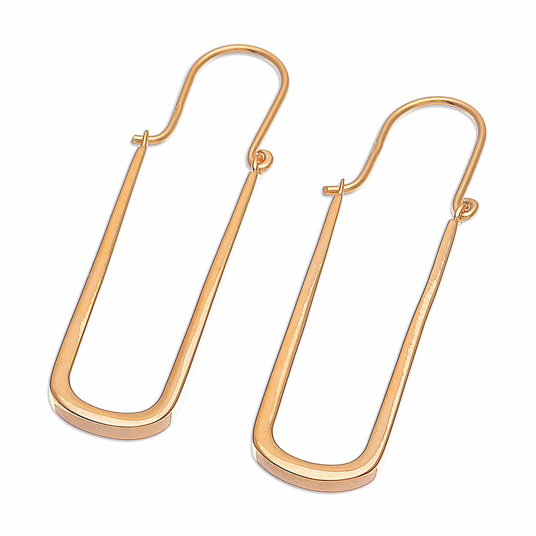 18k Gold-Plated Oblong Hoop Earrings in a High Polish Finish - Grand Glory
