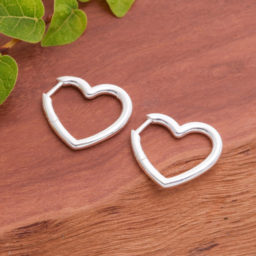 Romantic Heart-Shaped Hoop Earrings in a High Polish Finish - Luminous Beats