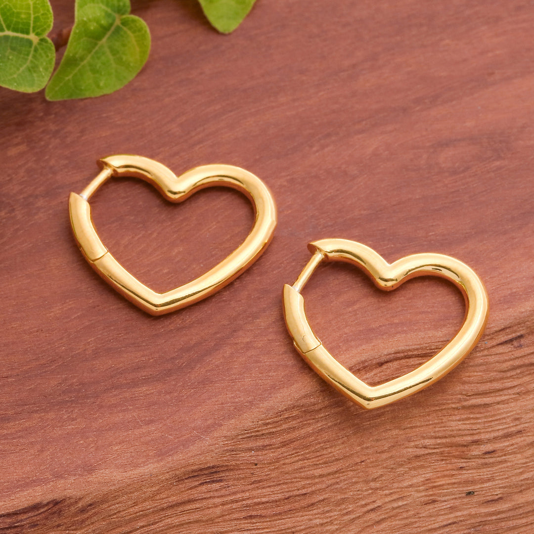 Heart-Shaped 18k Gold-Plated Hoop Earrings Made in Thailand - Victorious Beats