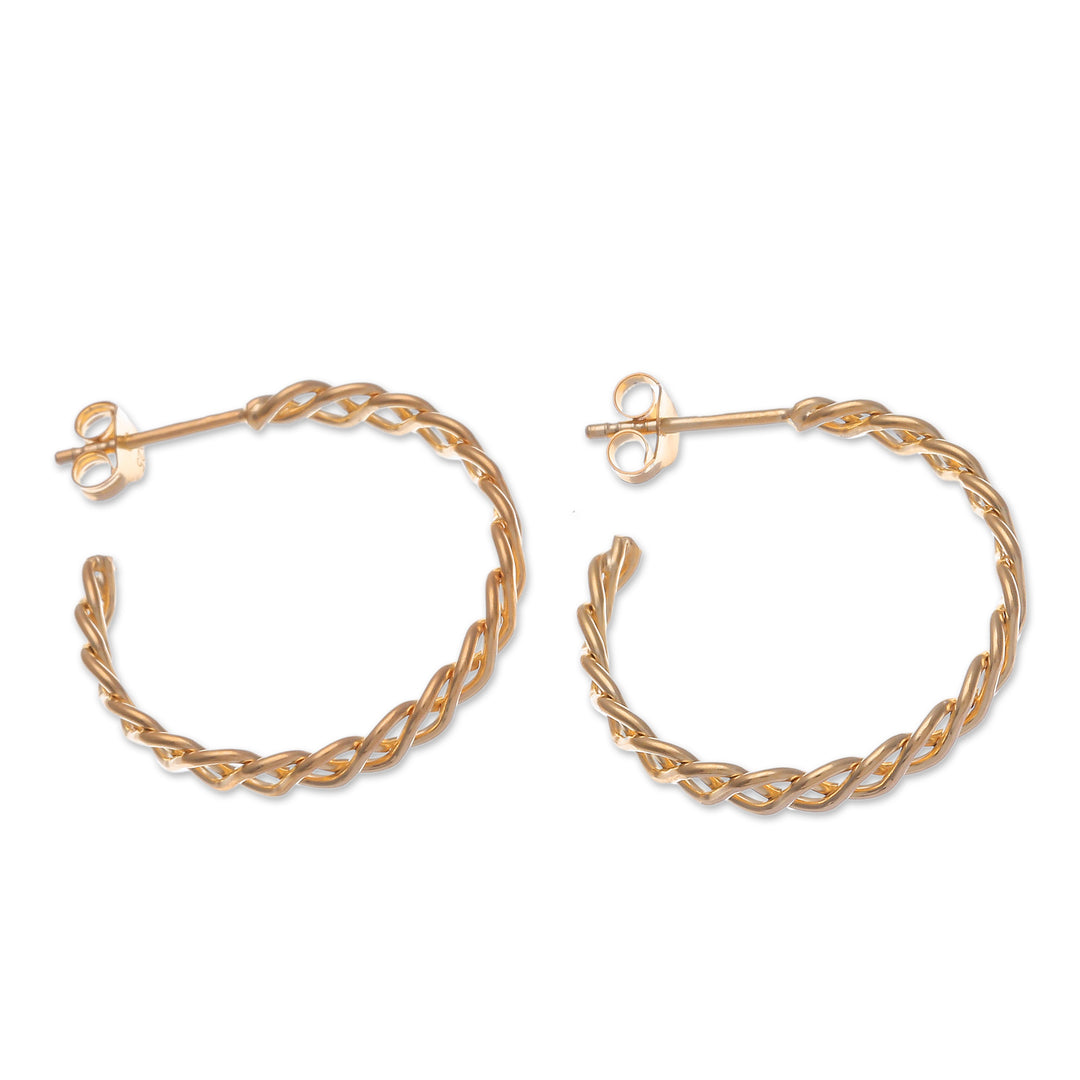 Rope-Shaped 18k Gold-Plated Half-Hoop Earrings from Thailand - Arcadian Ropes