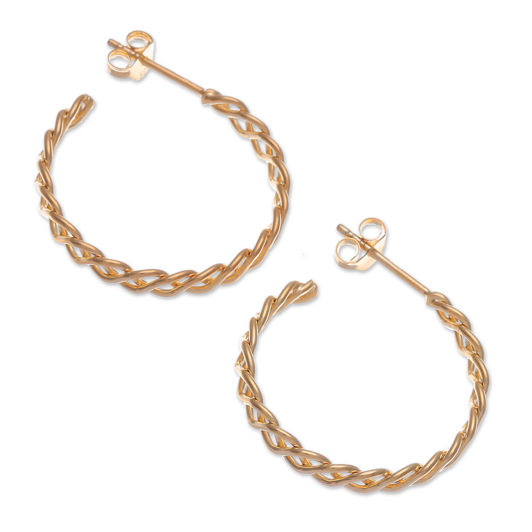 Rope-Shaped 18k Gold-Plated Half-Hoop Earrings from Thailand - Arcadian Ropes