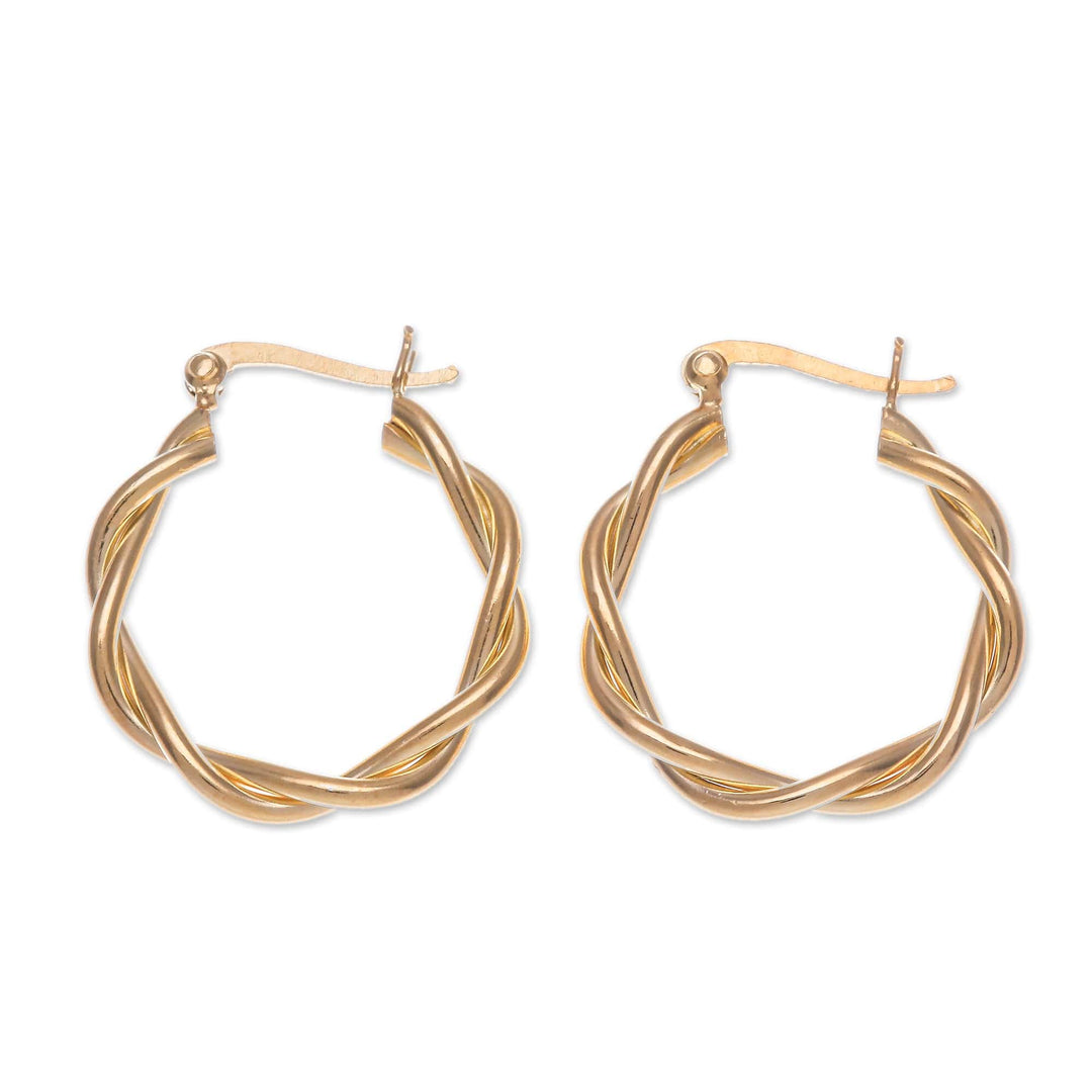 Artisan-Made High-Polished 18k Gold-Plated Hoop Earrings - Dancing Gold