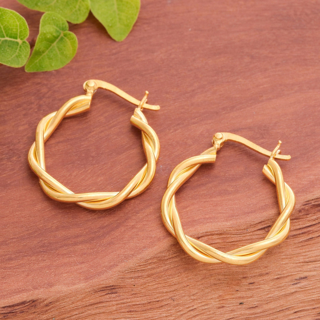 Artisan-Made High-Polished 18k Gold-Plated Hoop Earrings - Dancing Gold