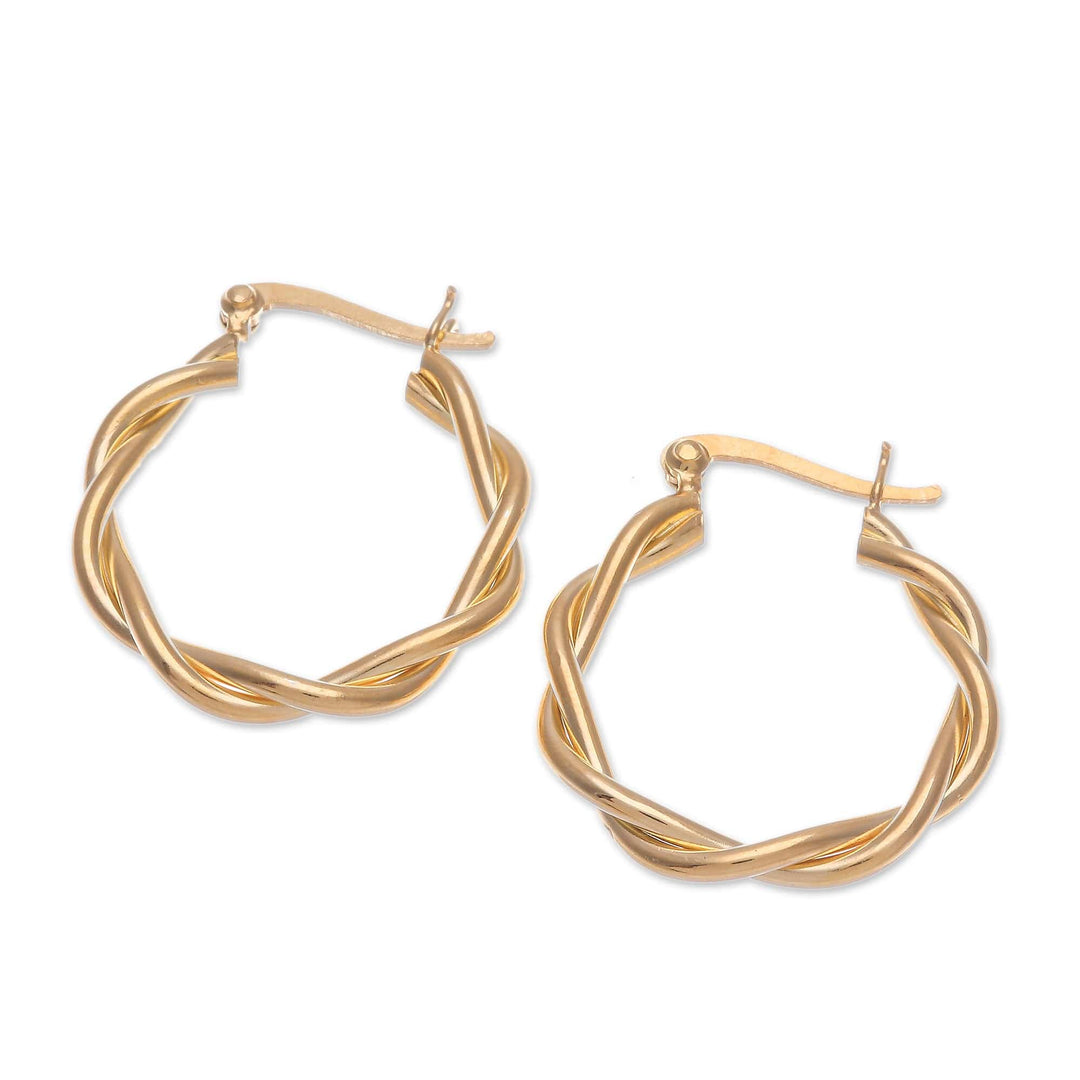 Artisan-Made High-Polished 18k Gold-Plated Hoop Earrings - Dancing Gold