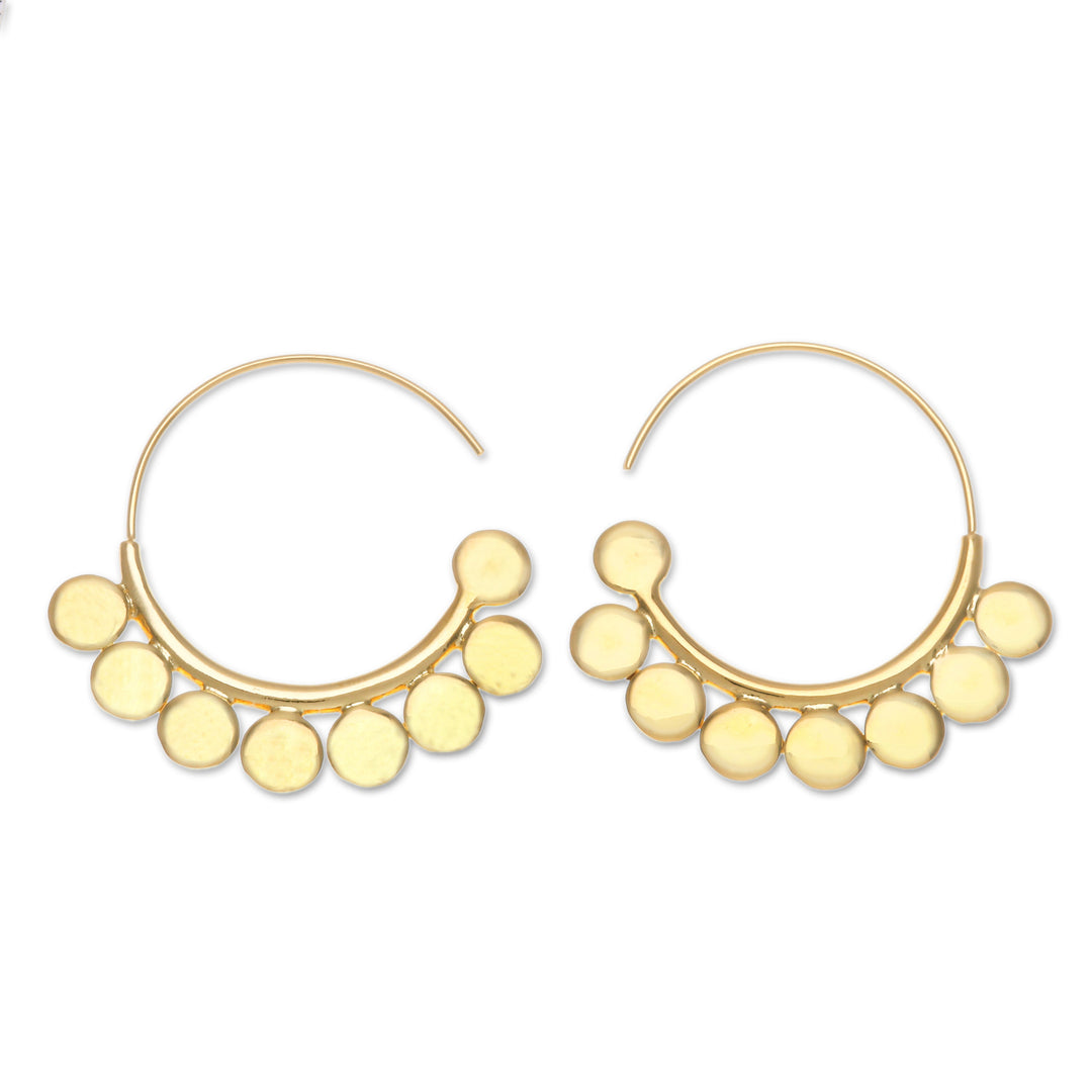 Thai-Made High-Polished 18k Gold-Plated Half-Hoop Earrings - Palatial Dots