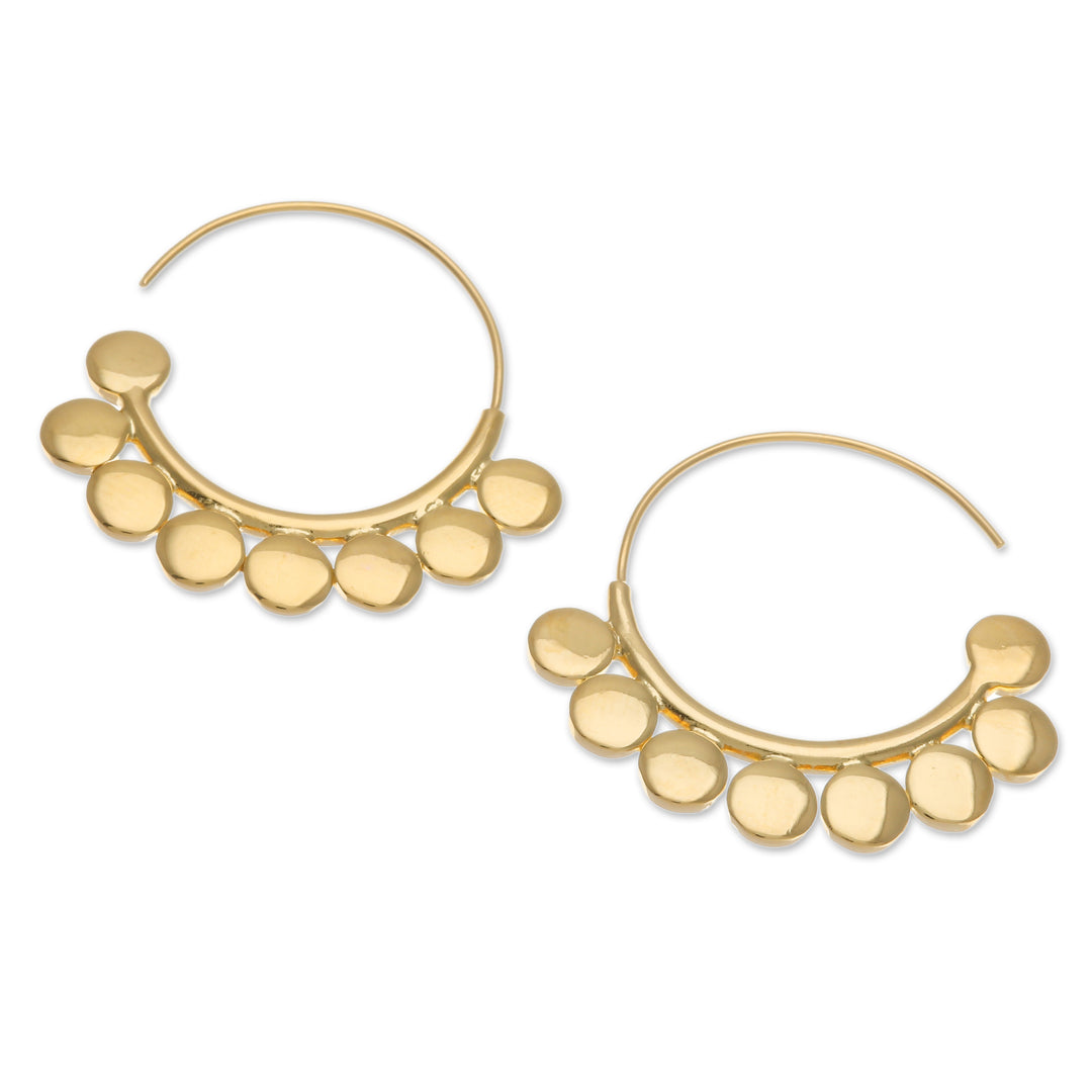 Thai-Made High-Polished 18k Gold-Plated Half-Hoop Earrings - Palatial Dots