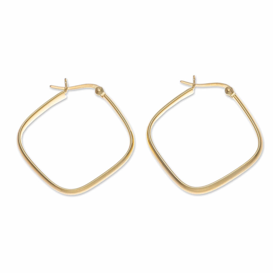 Geometric 18k Gold-Plated Hoop Earrings Crafted in Thailand - Sides of Arcadia