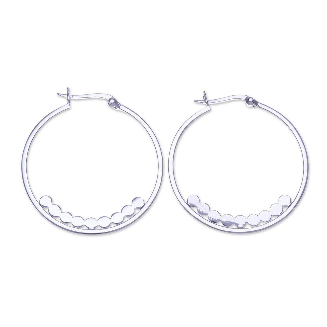 High-Polished Sterling Silver Hoop Earrings from Thailand - Luminous Thoughts