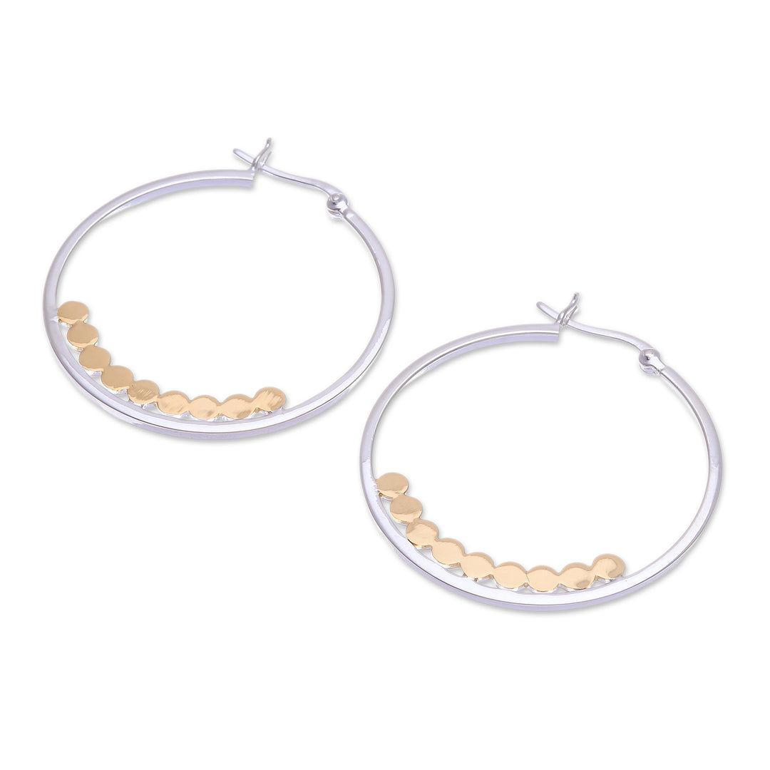 Thai-Made 18k Gold-Accented Sterling Silver Hoop Earrings - Gleaming Thoughts