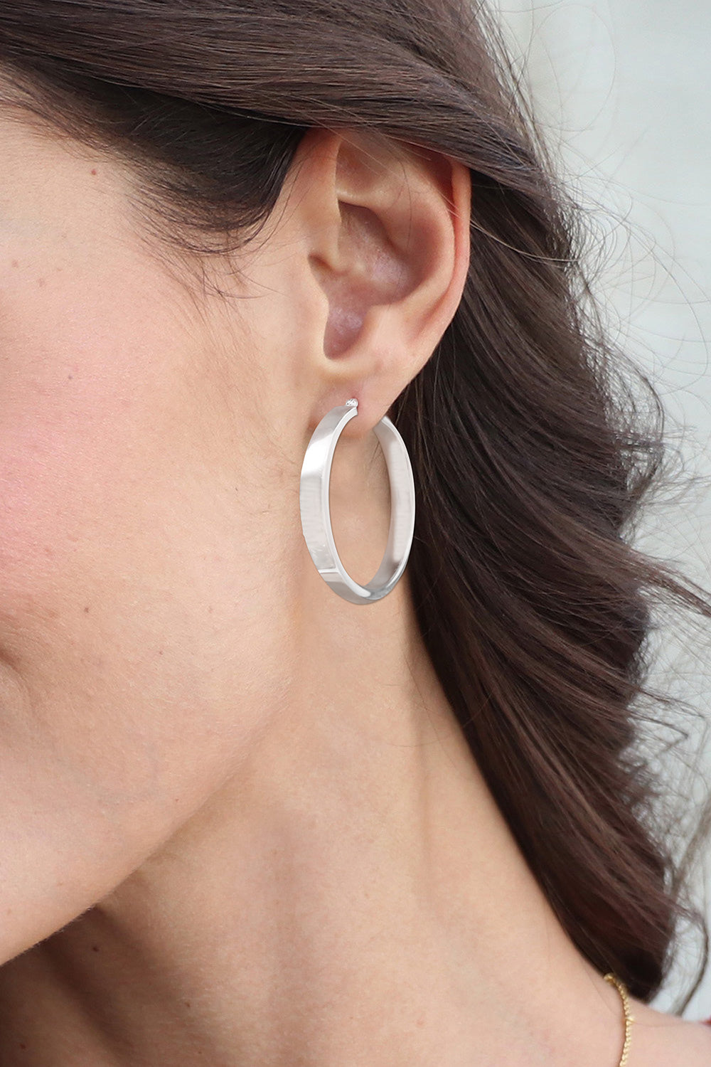 Minimalist-Inspired Polished Sterling Silver Hoop Earrings - One Thought