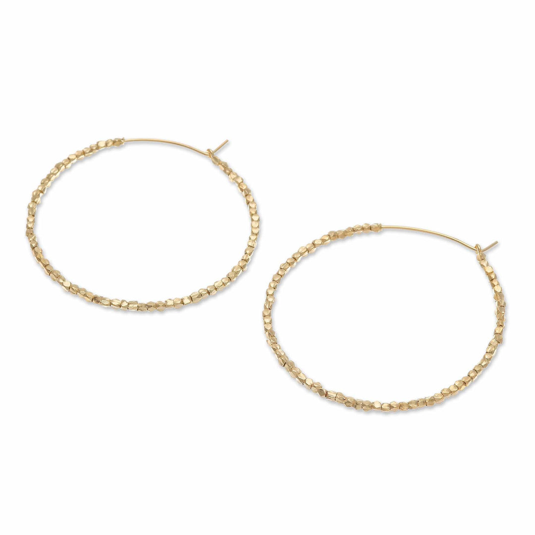 Geometric 18k Gold-Plated Beaded Hoop Earrings from Thailand - Jubilant Nimbus