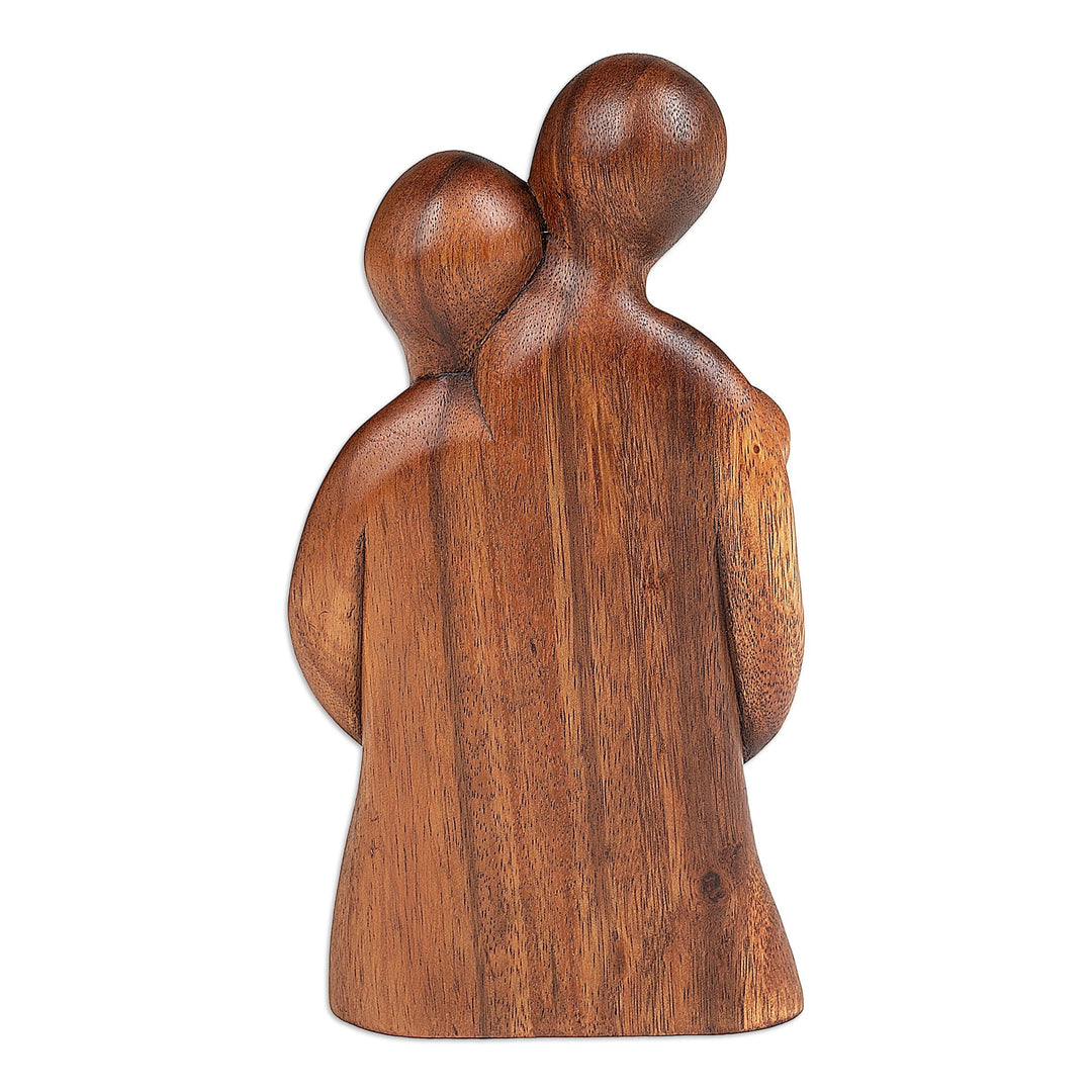 Artisan Hand-Carved Family Suar Wood Sculpture Made in Bali - Stay Together